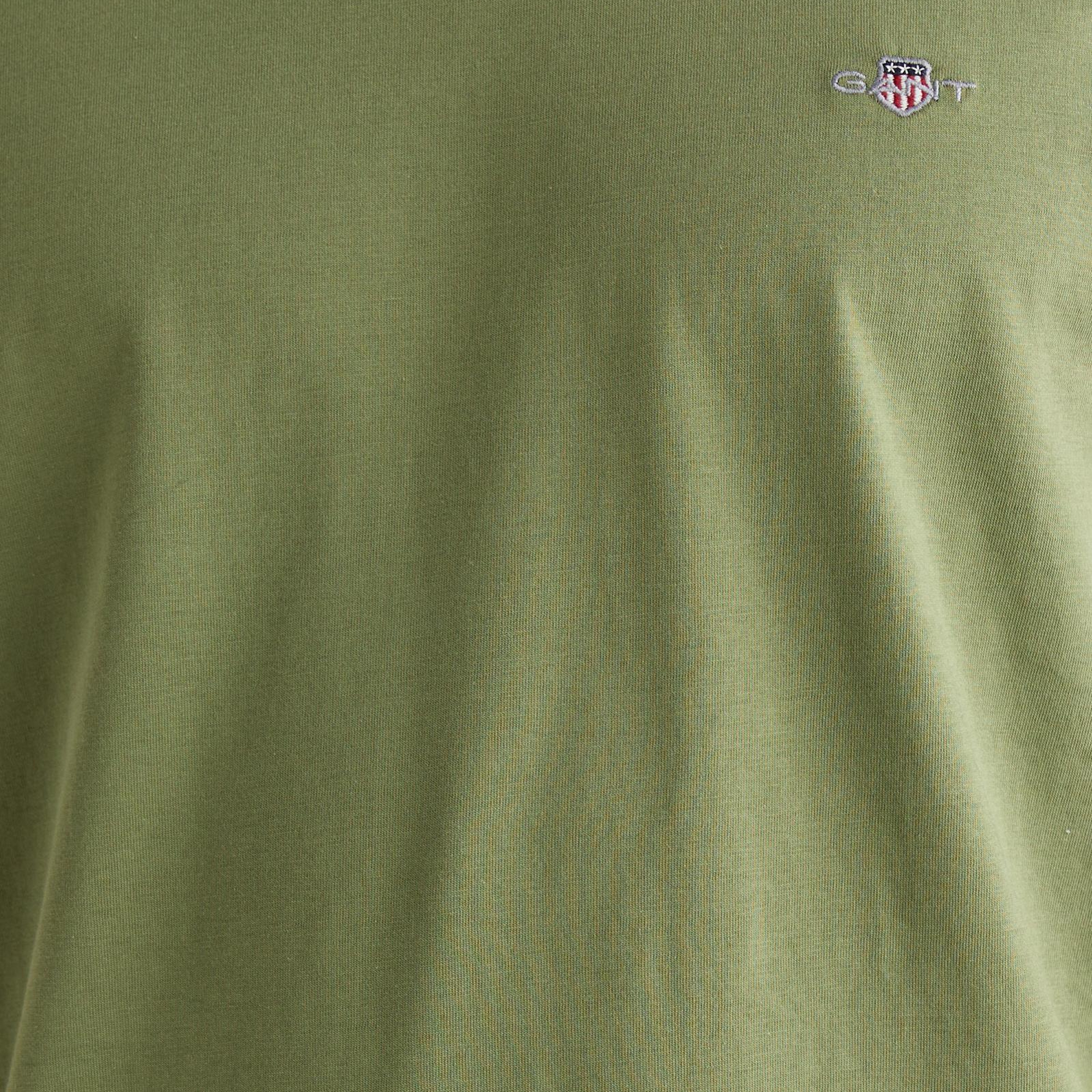 GANT Erkek Yeşil Bisiklet Yaka Regular Fit Logolu T-Shirt