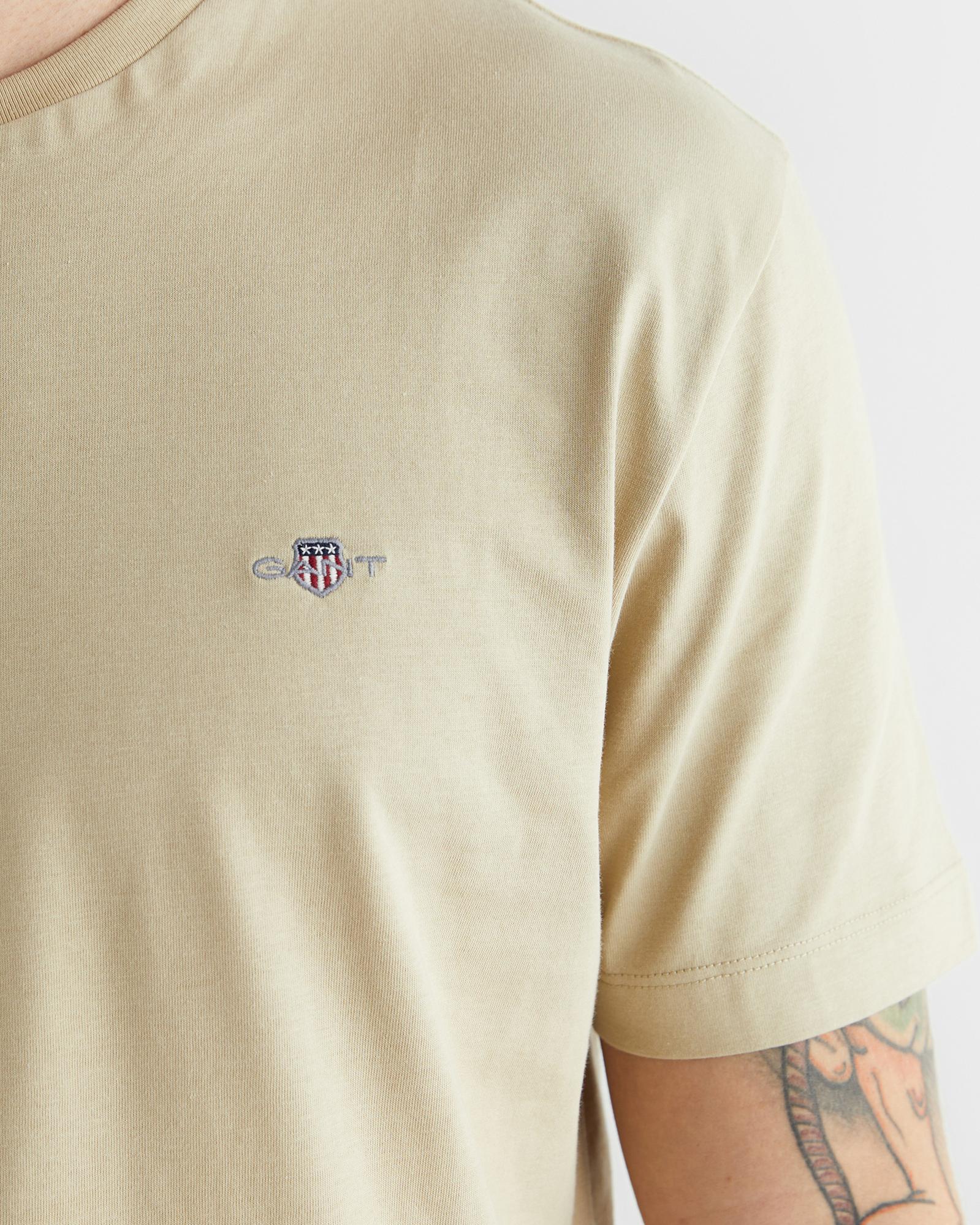 GANT Erkek Bej Bisiklet Yaka Regular Fit Logolu T-Shirt