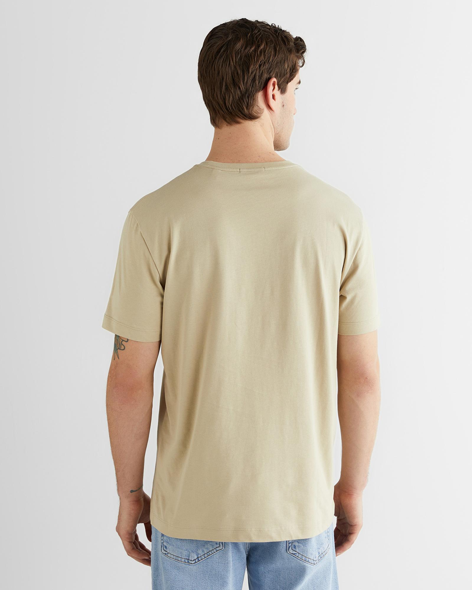 GANT Erkek Bej Bisiklet Yaka Regular Fit Logolu T-Shirt