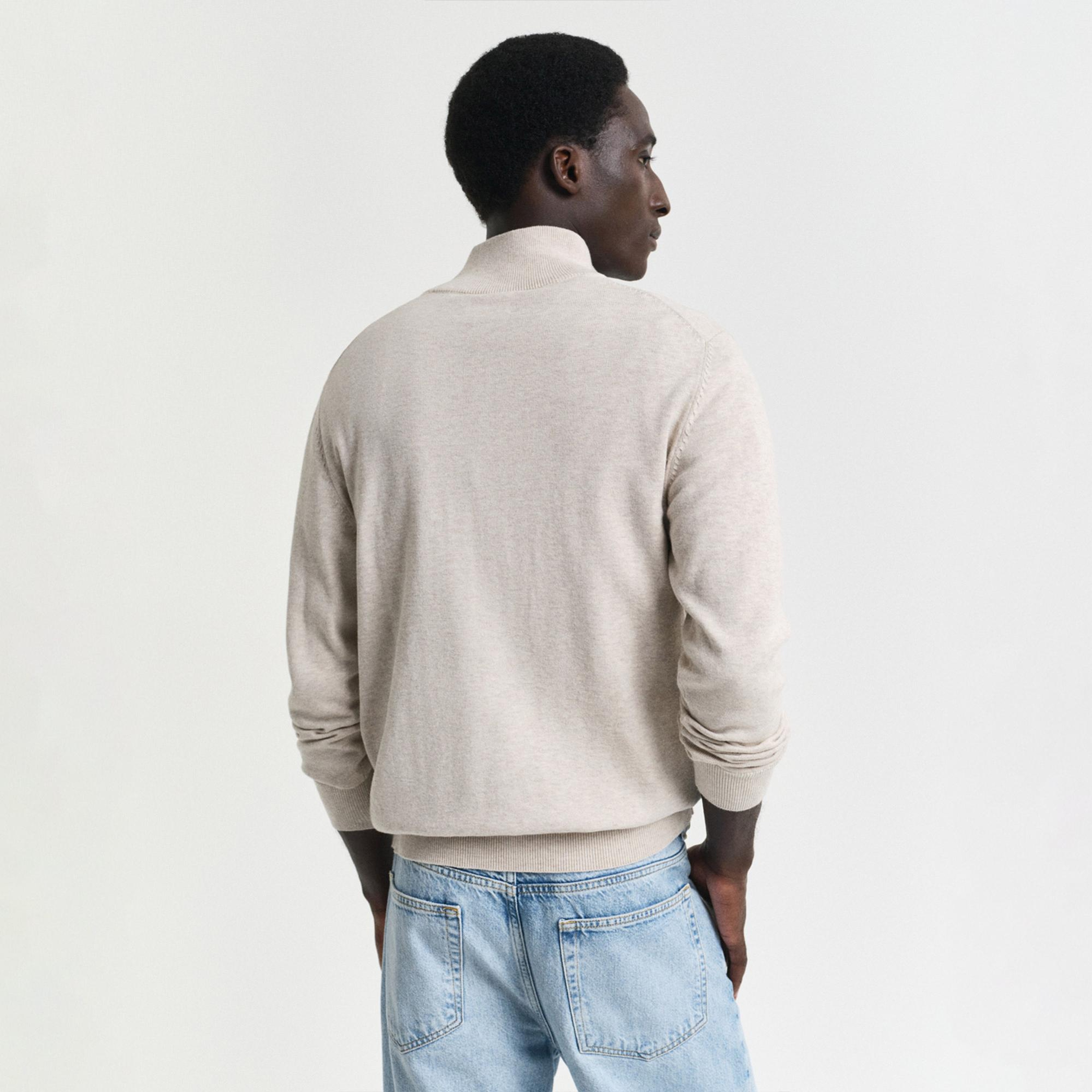 GANT Erkek Bej Regular Fit Yarım Fermuarlı Kazak