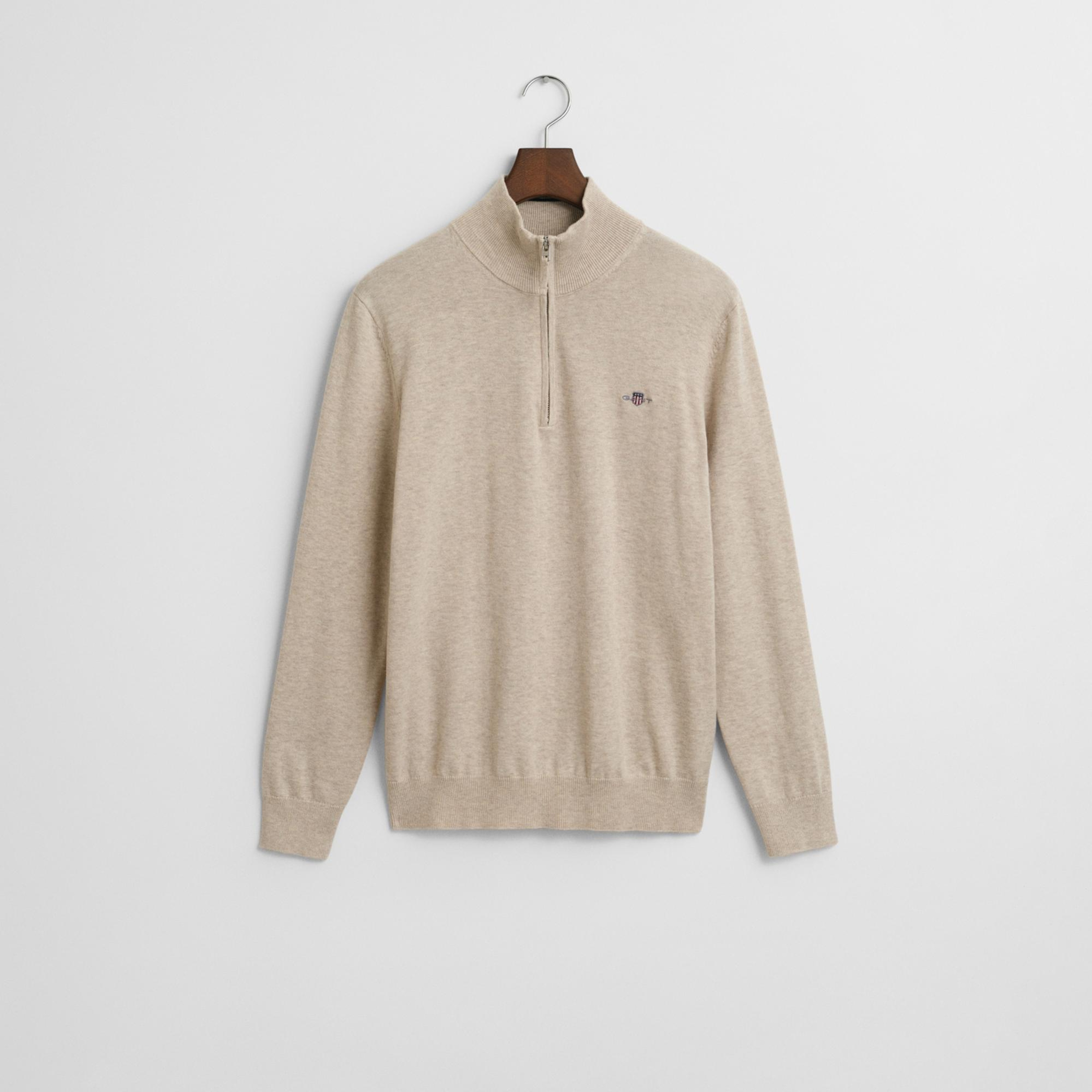 GANT Erkek Bej Regular Fit Yarım Fermuarlı Kazak