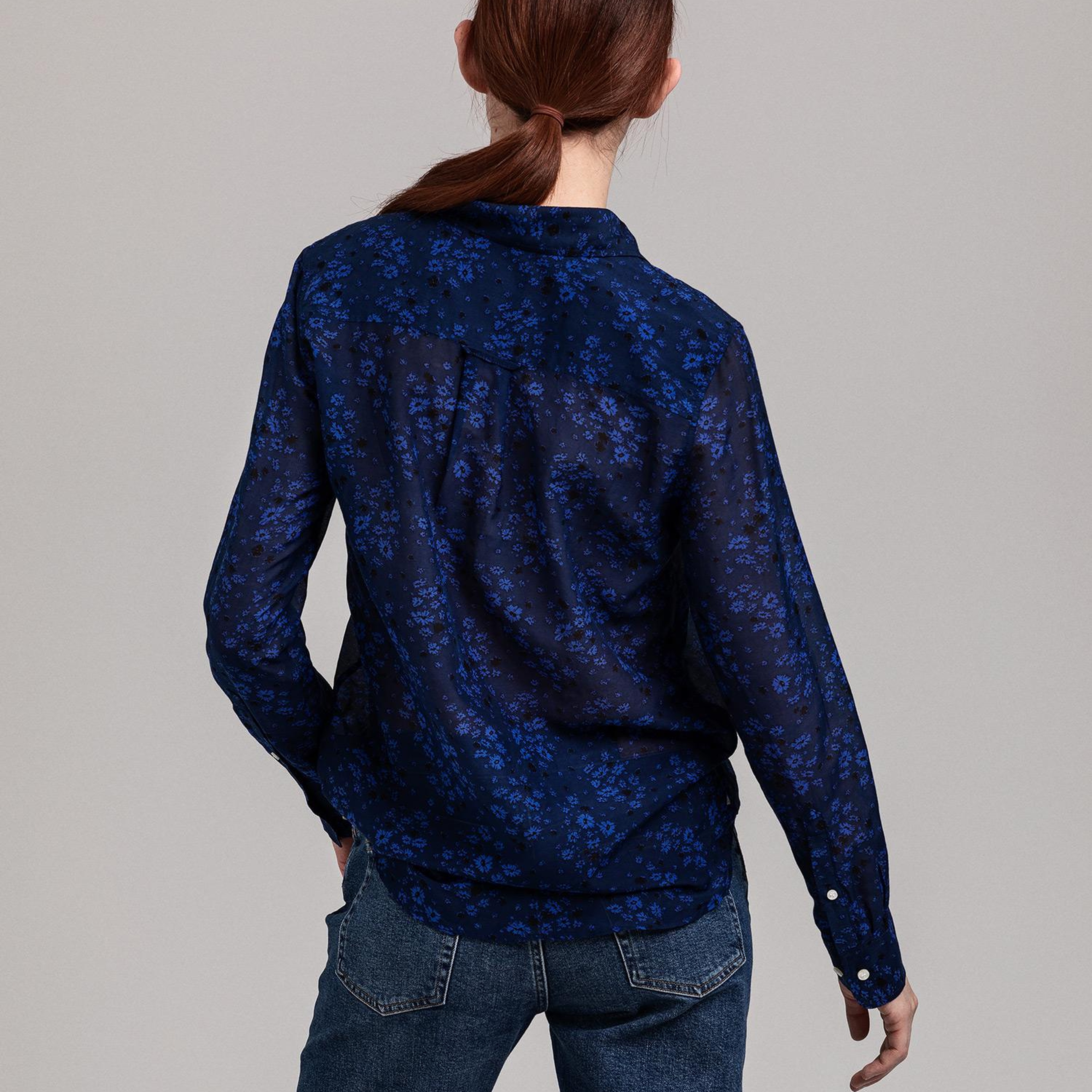 GANT Kadın Lacivert Desenli Regular Fit Gömlek