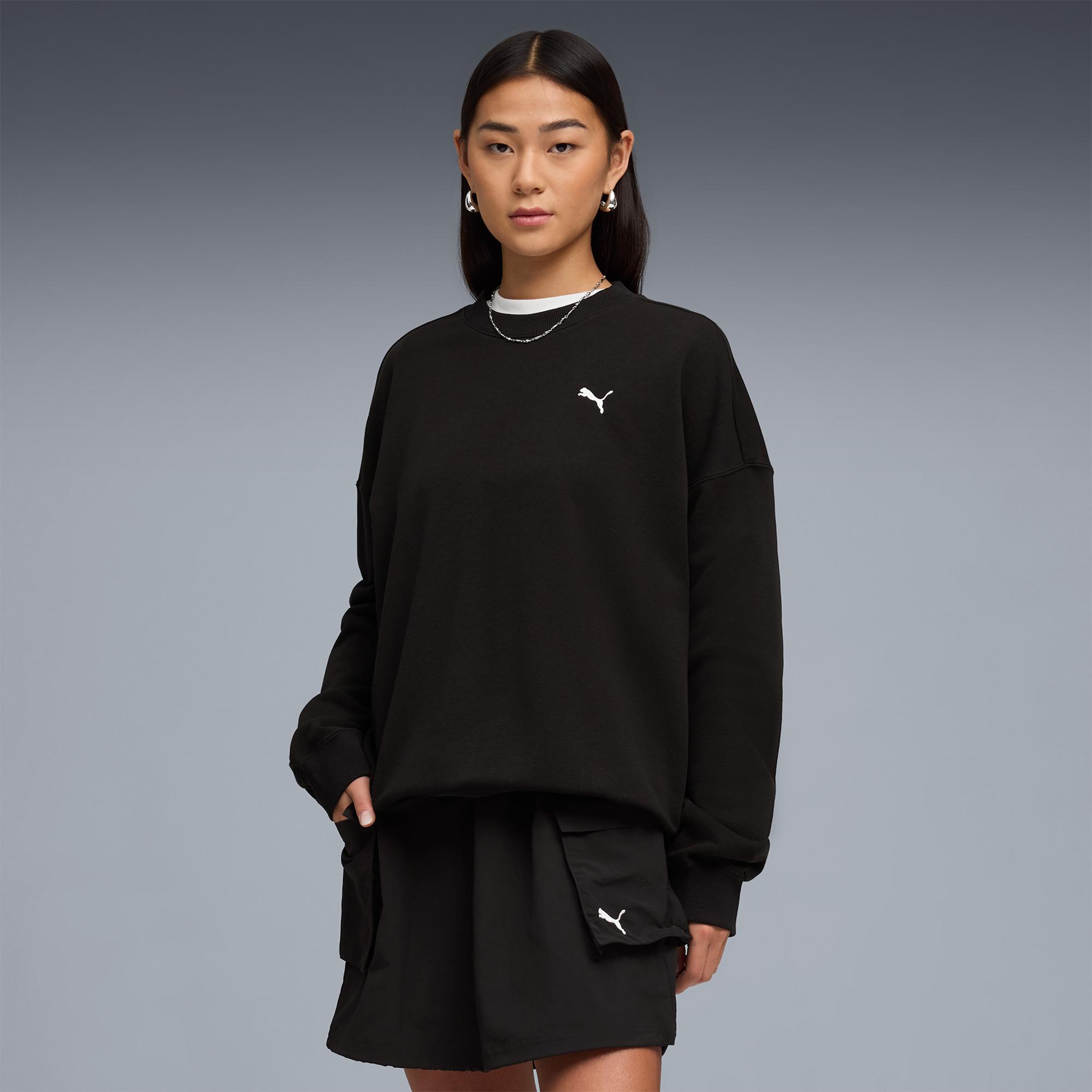 Puma Wardrobe Essentials Crew Kadın Siyah Sweatshirt