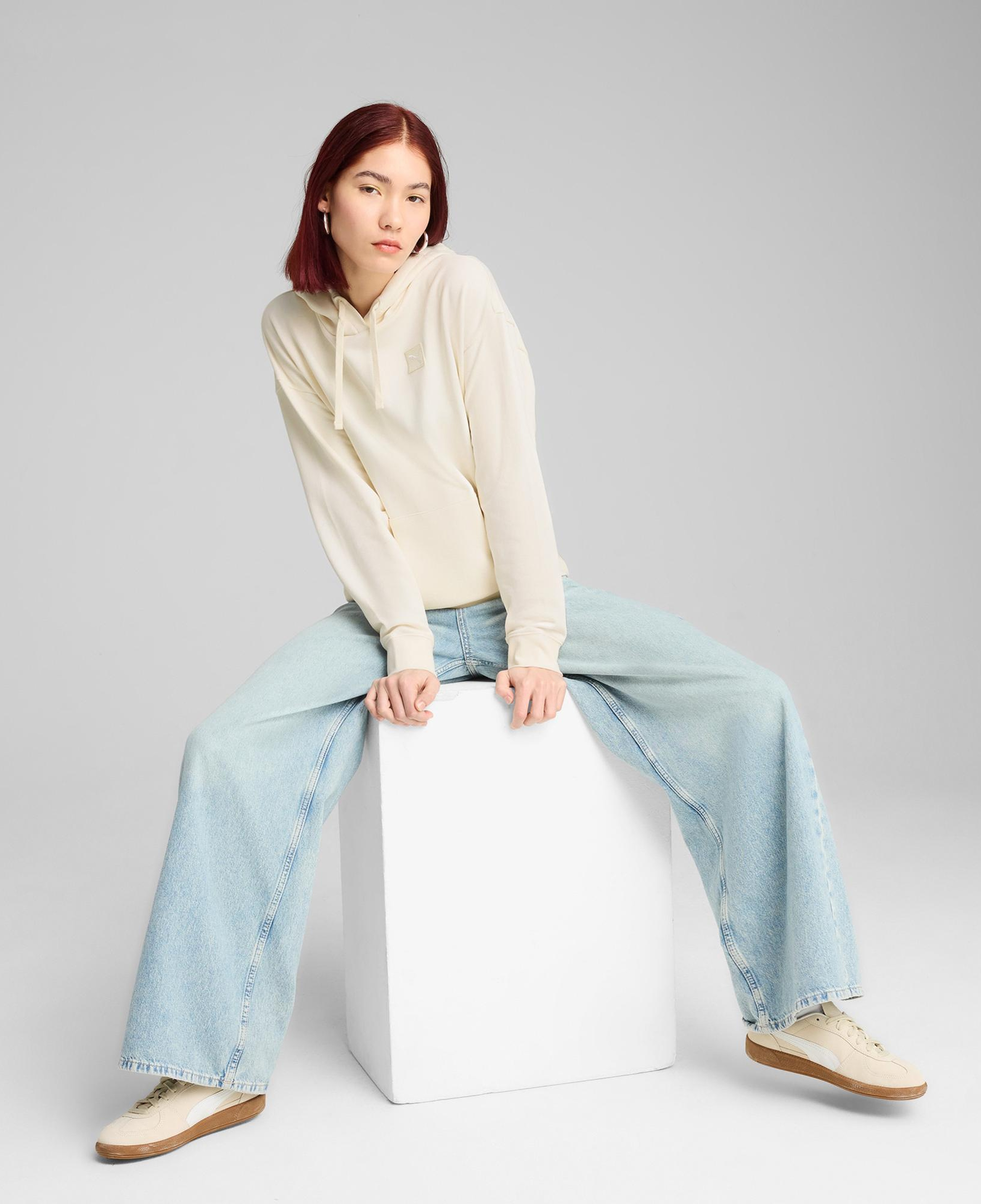 Puma Elevated Essentials Comfort Crew Kadın Krem Sweatshirt