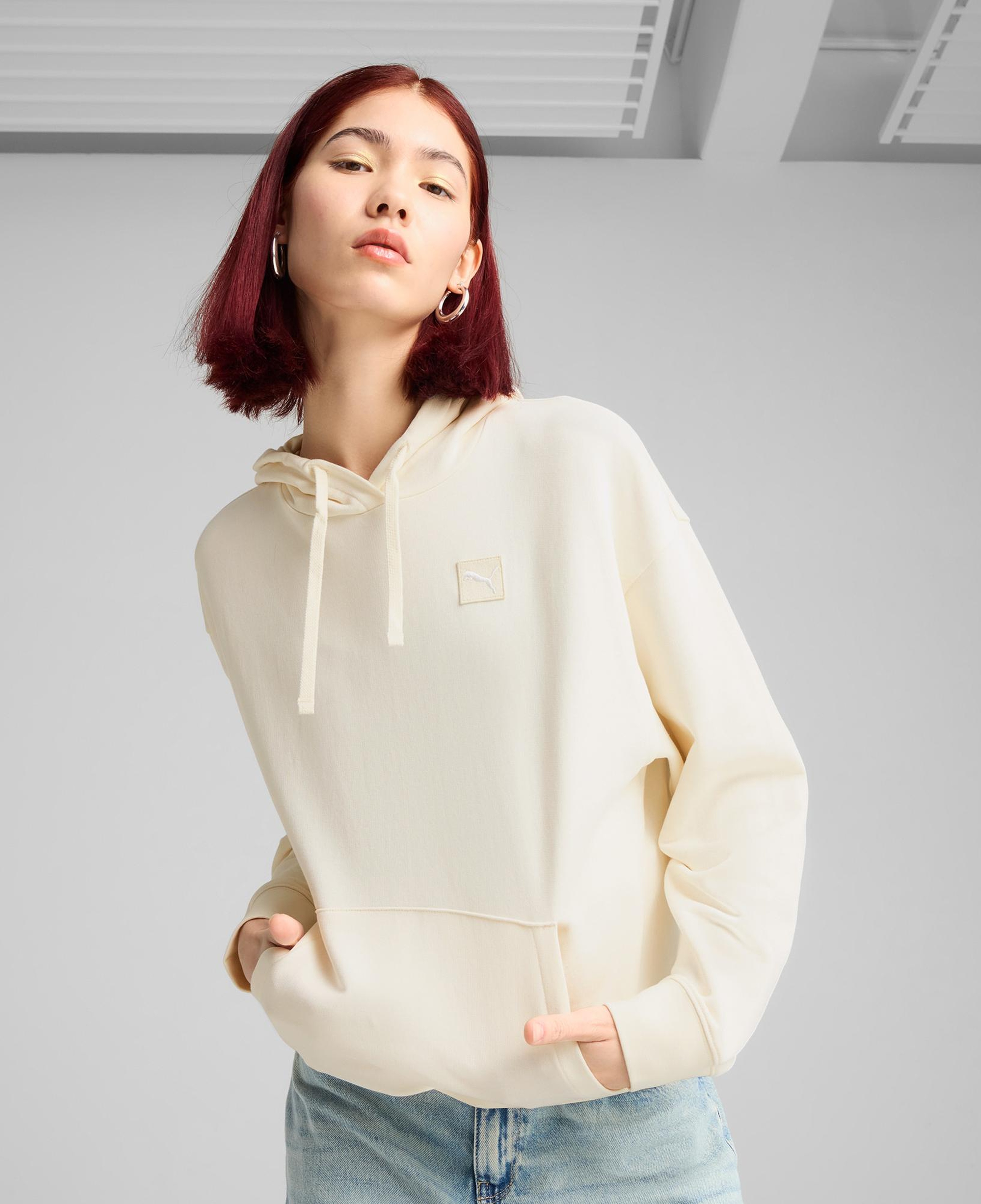 Puma Elevated Essentials Comfort Crew Kadın Krem Sweatshirt