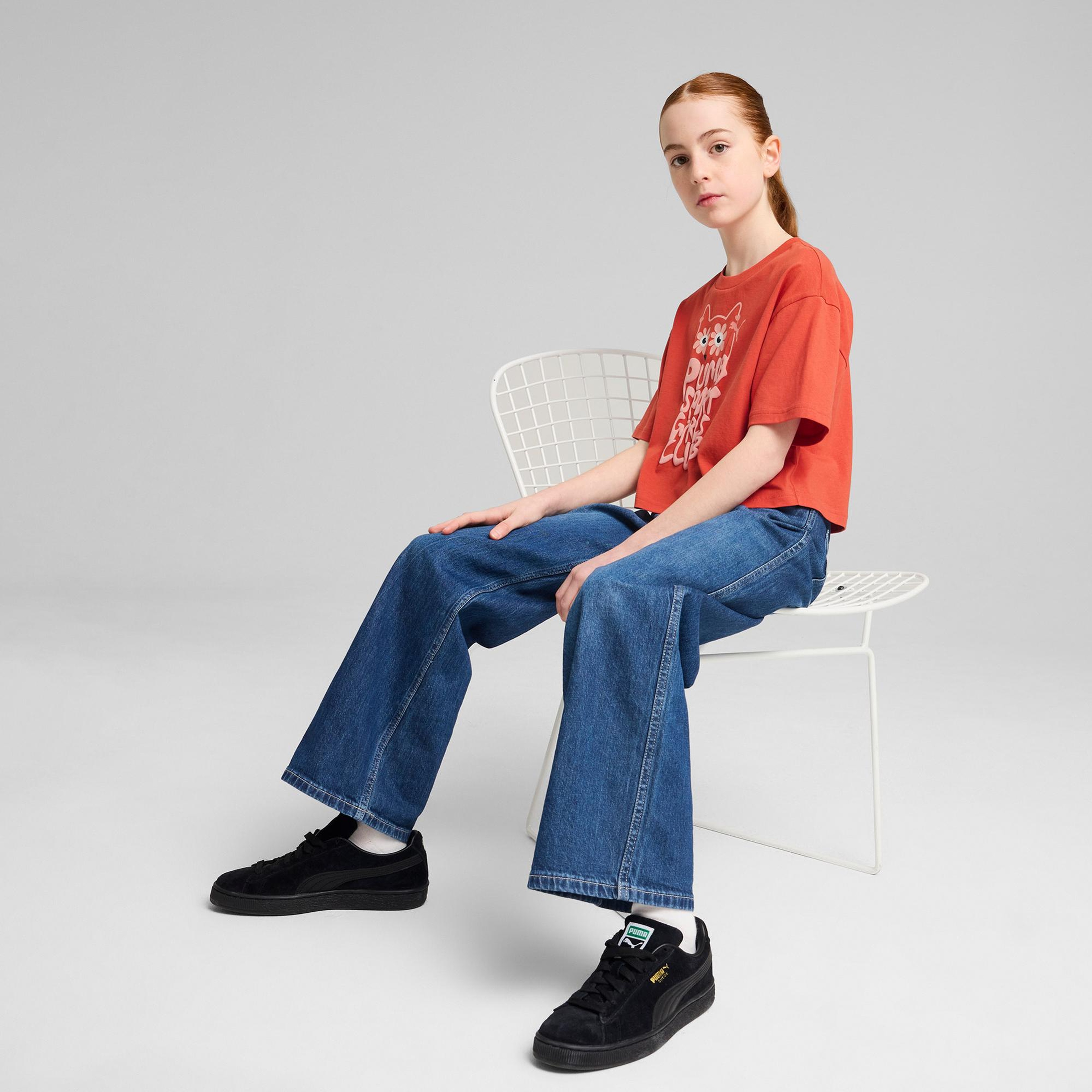 Puma Graphics Length Çocuk Kırmızı T-Shirt