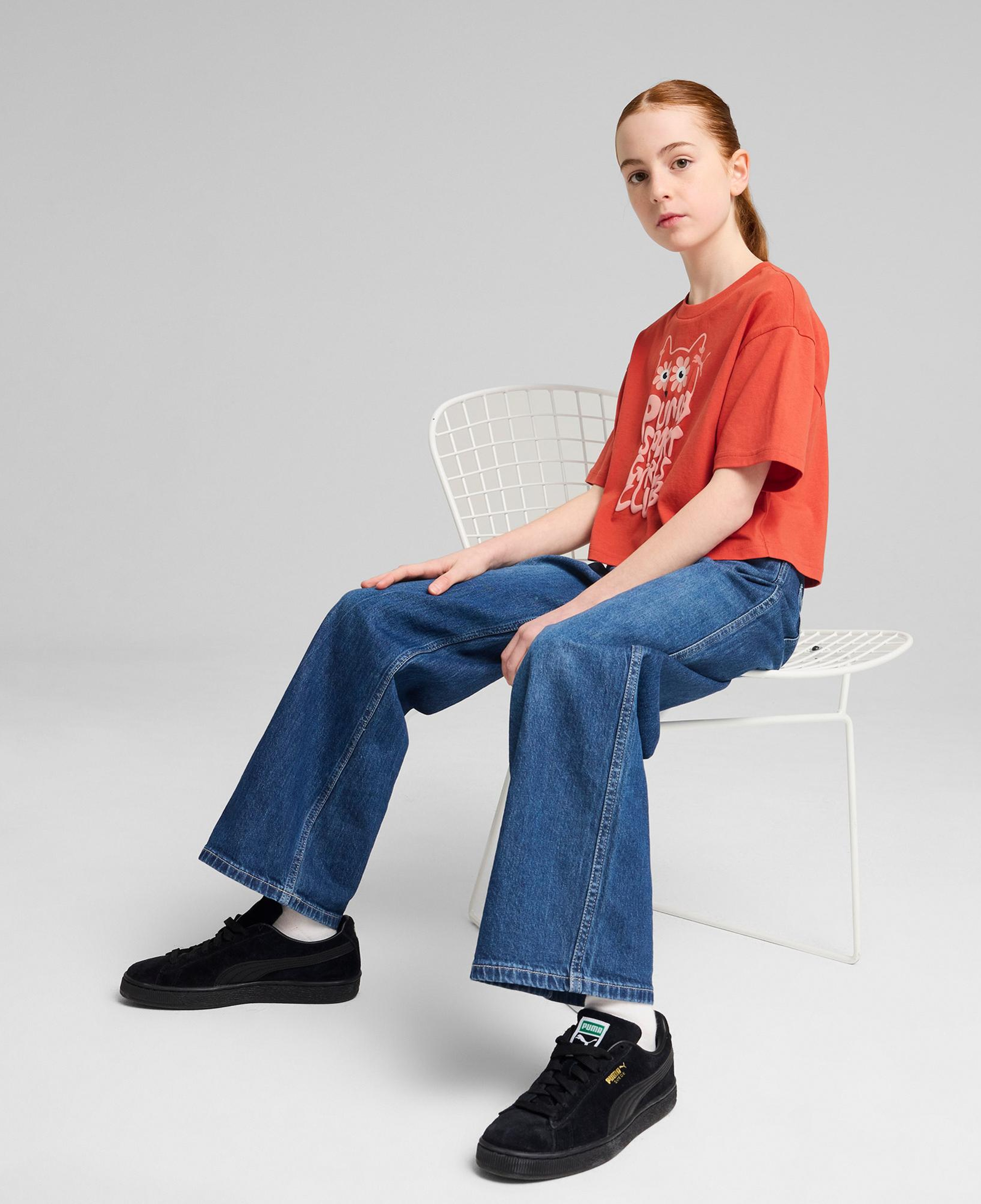 Puma Graphics Length Çocuk Kırmızı T-Shirt