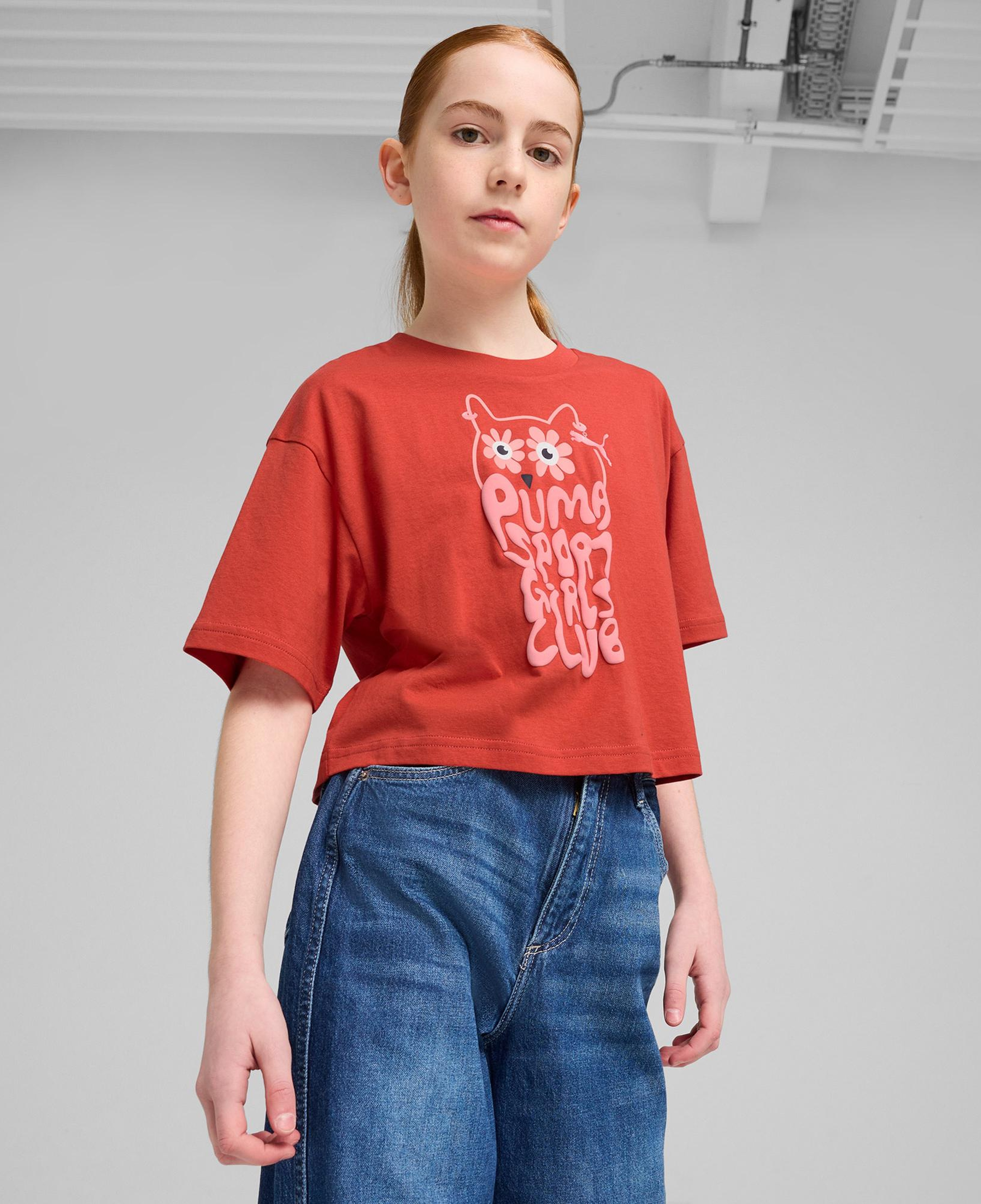 Puma Graphics Length Çocuk Kırmızı T-Shirt
