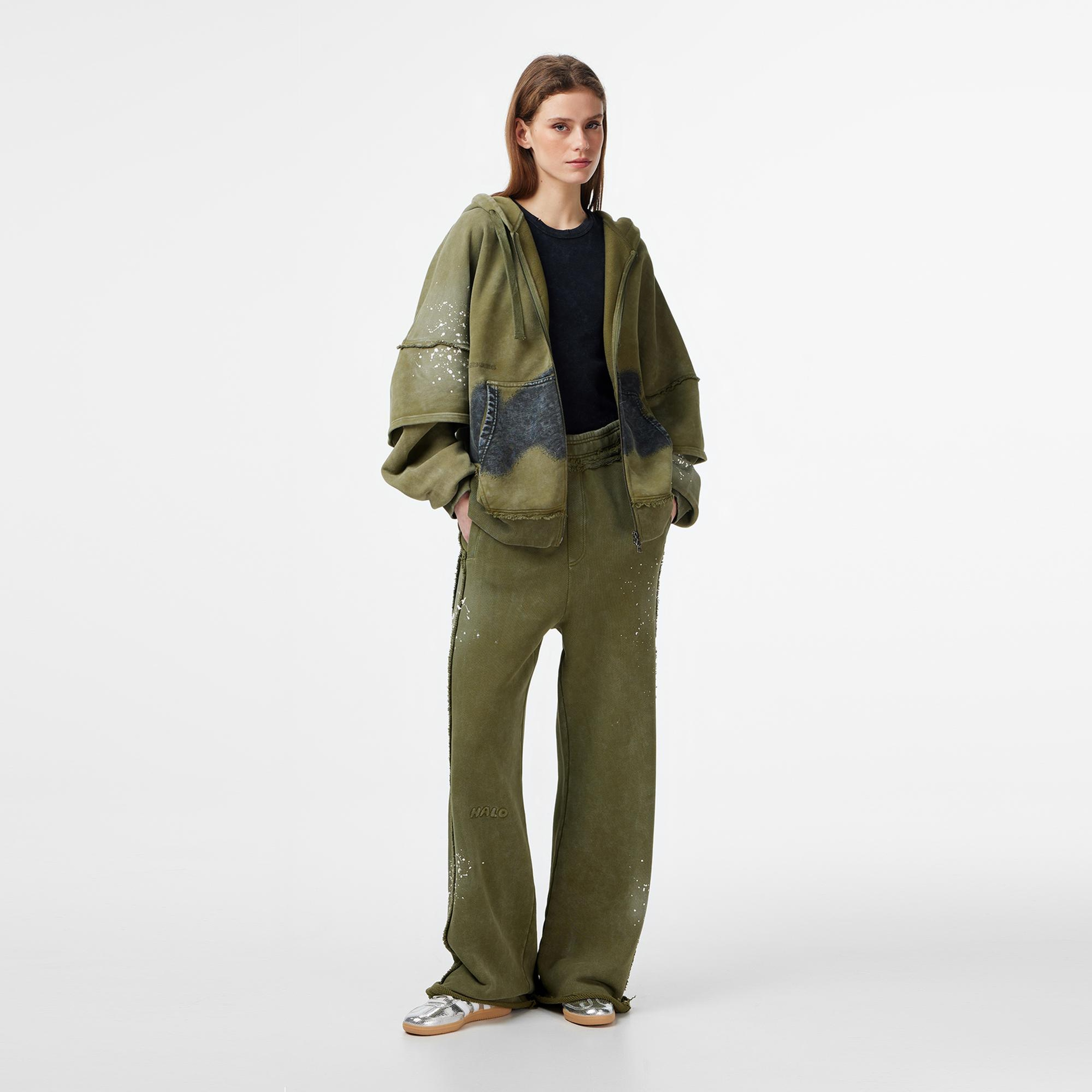 Les Benjamins Regular Fit Kadın Haki Sweatshirt