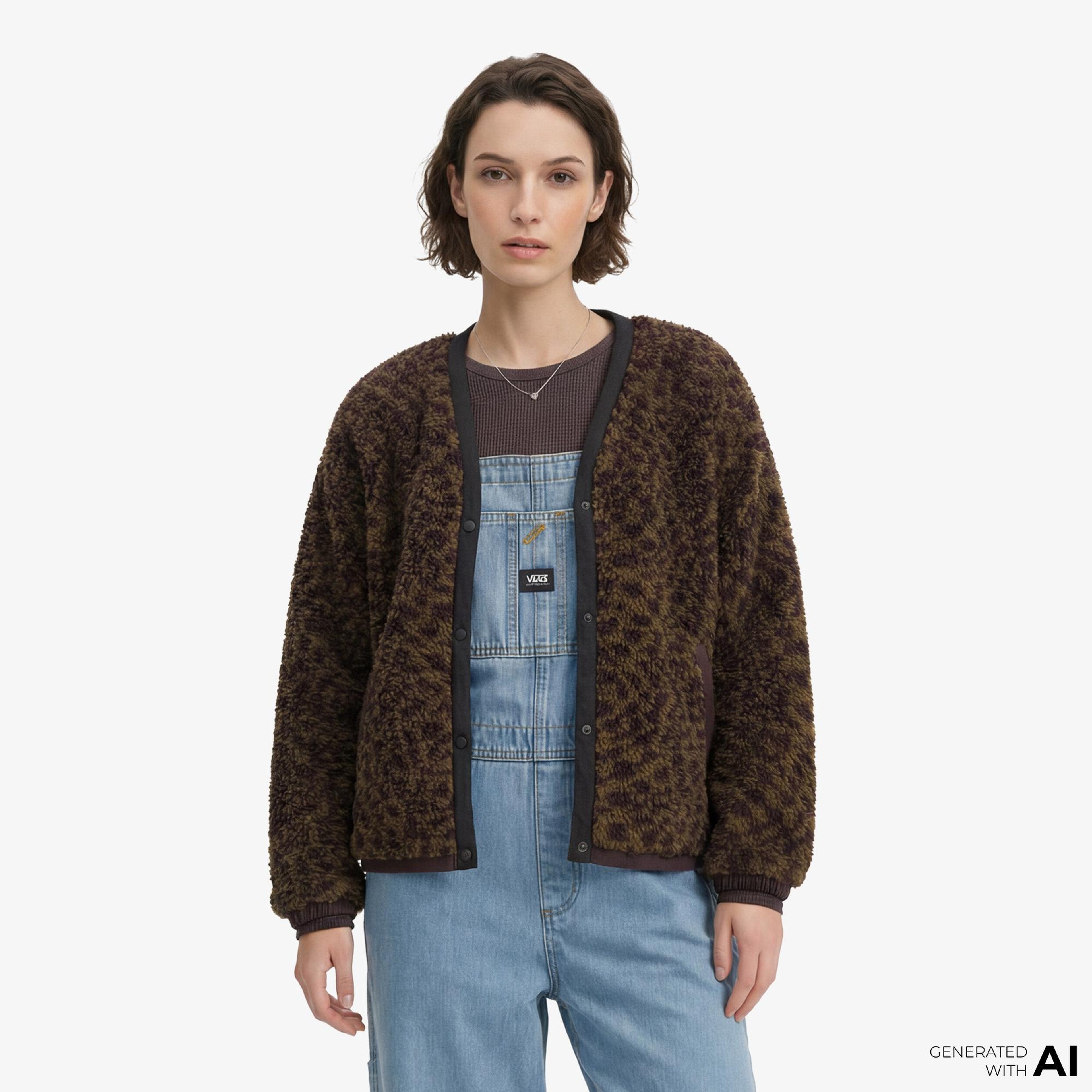 Vans Suffolk Cheetah Check Pile Coat Kadın Bordo Ceket