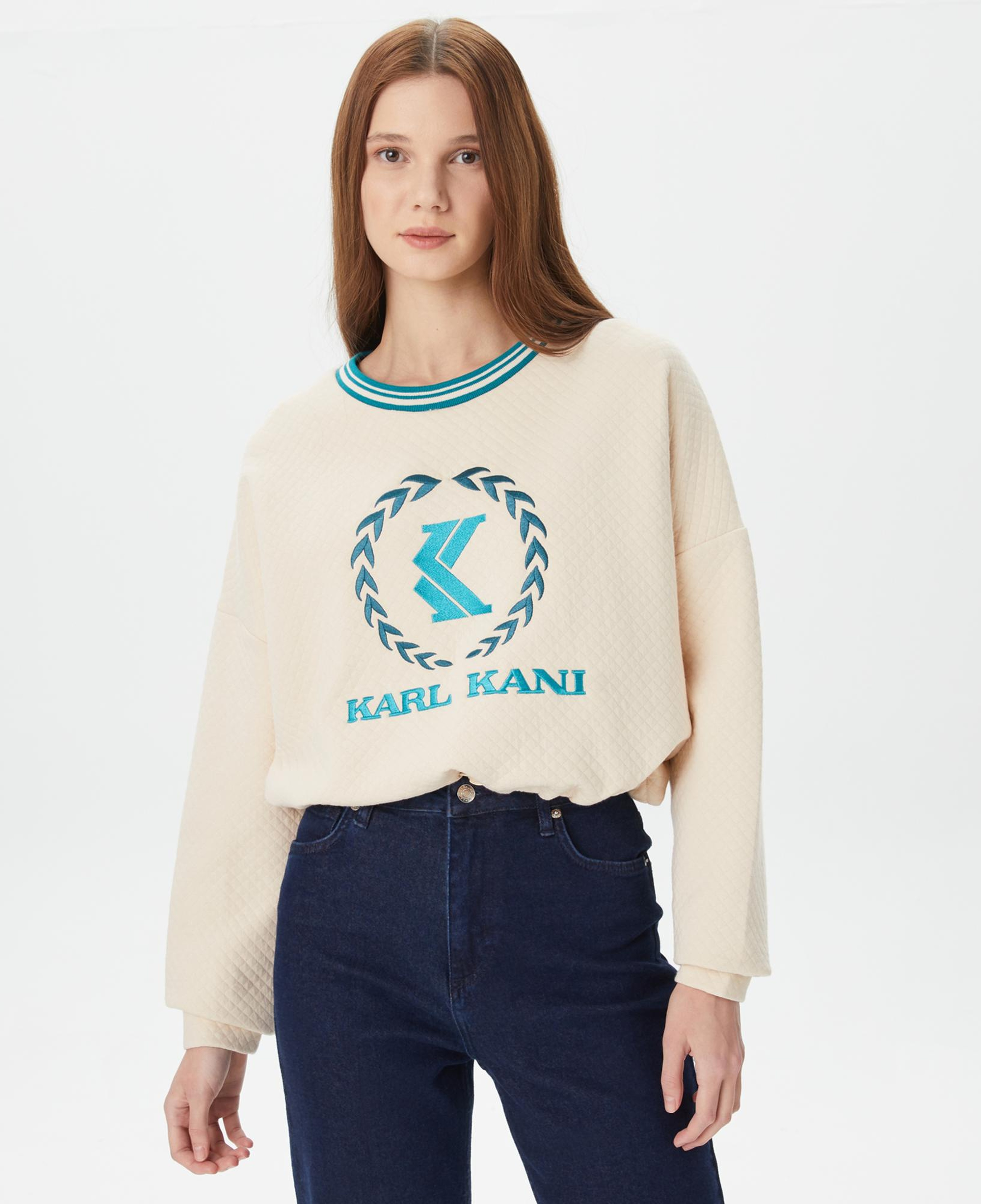 Karl Kani Signature Kadın Beyaz Sweatshirt