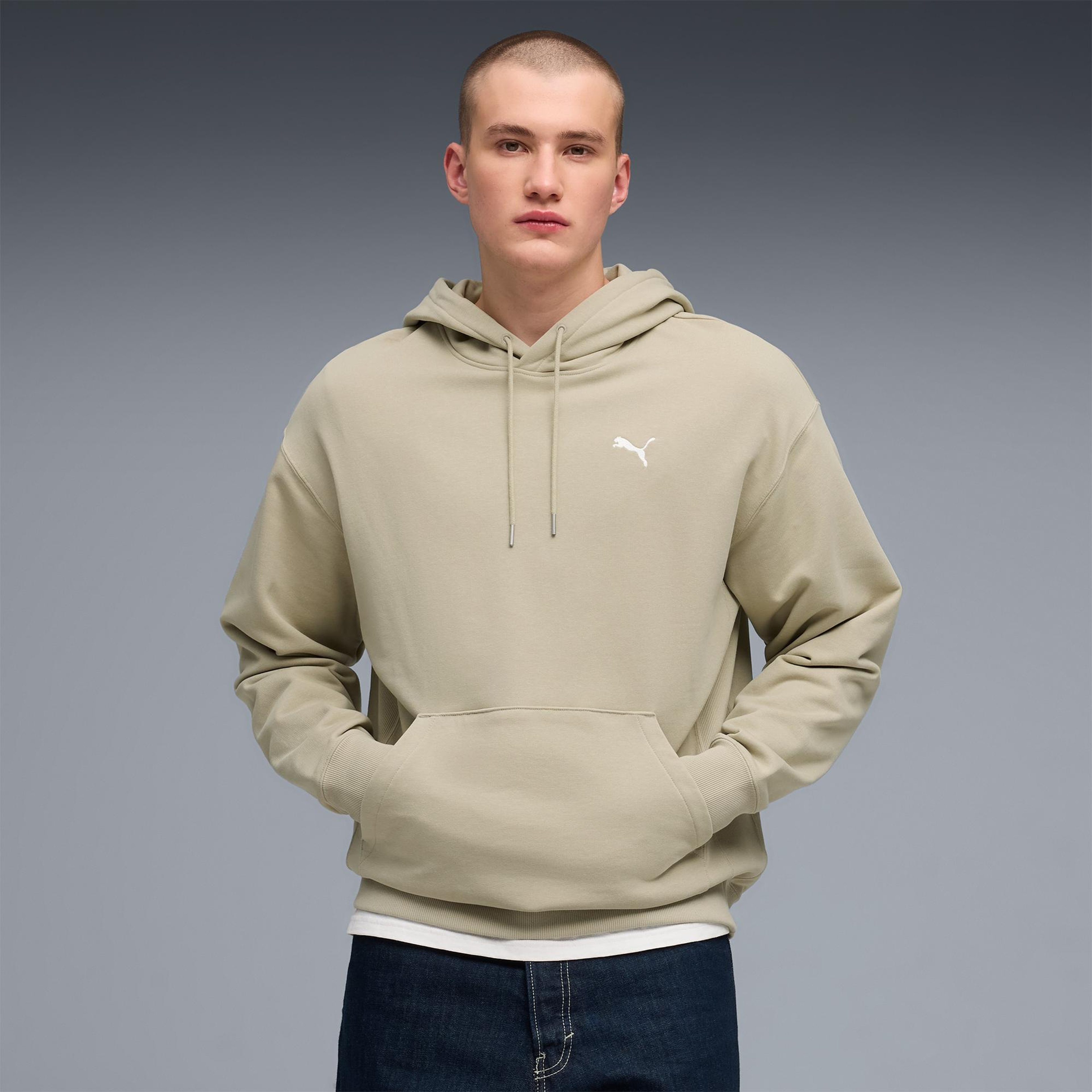 Puma Wardrobe Essentials Relaxed Erkek Gri Sweatshirt