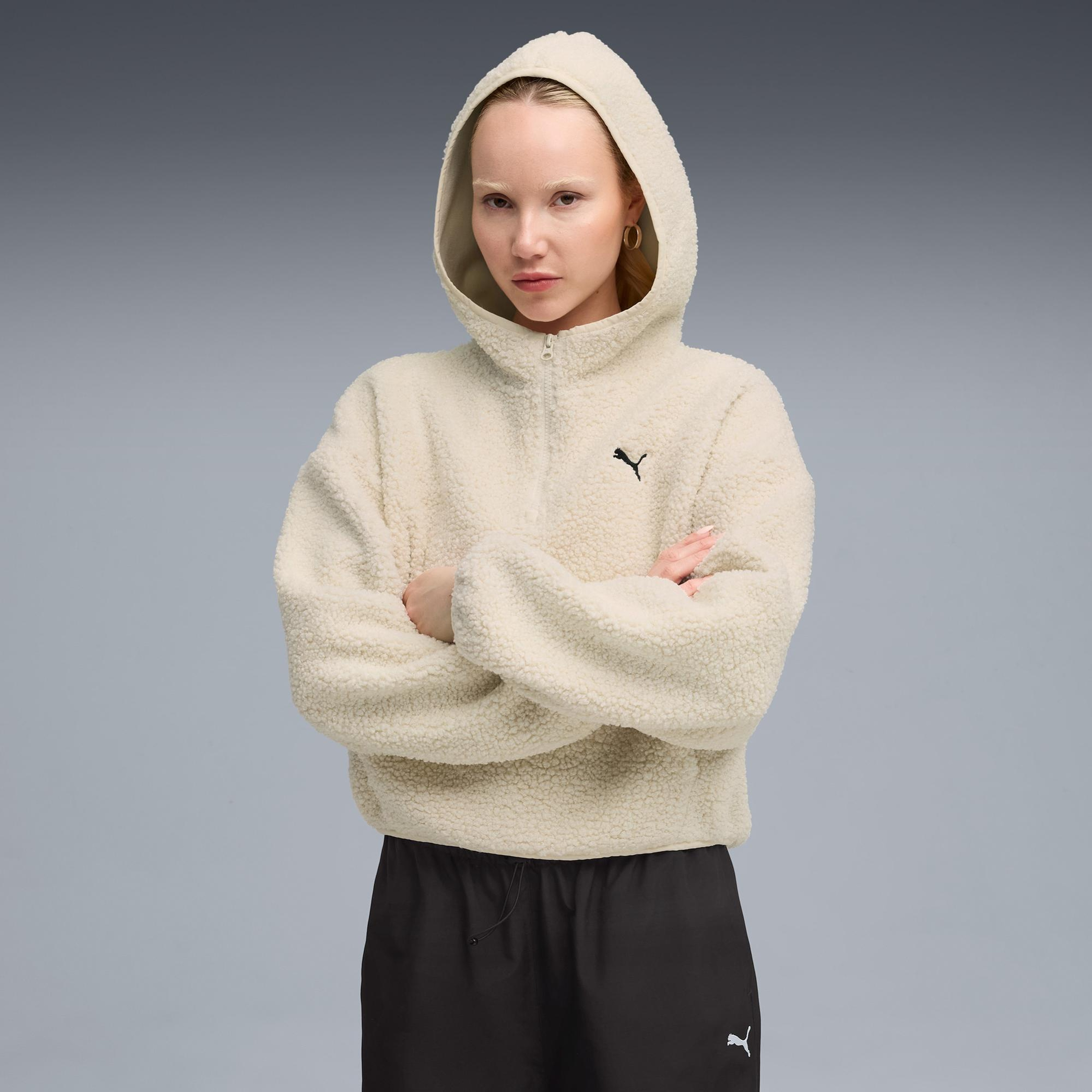Puma T7 Allover Print Kadın Krem Sweatshirt
