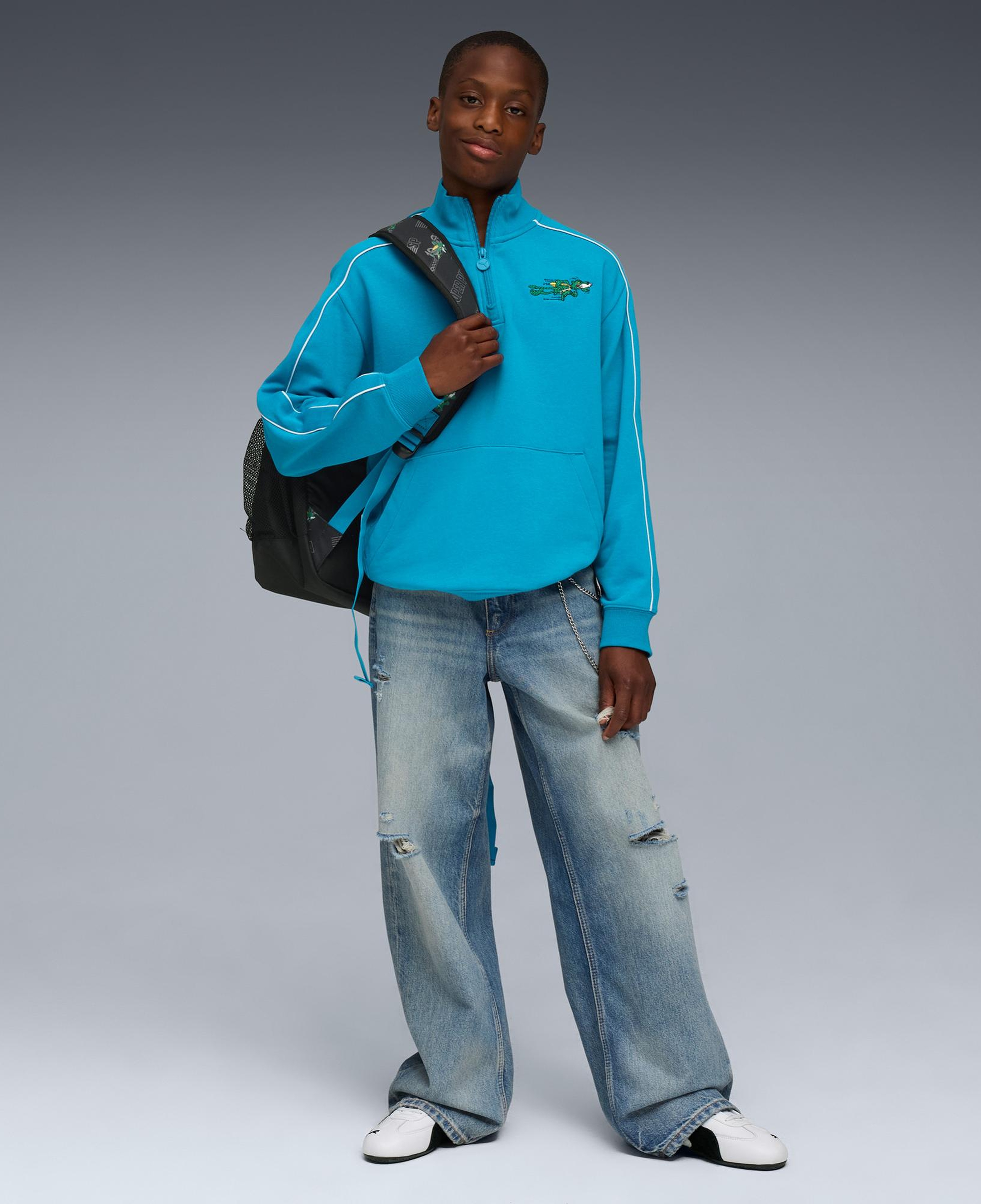 Puma T7 Super Çocuk Mavi Sweatshirt