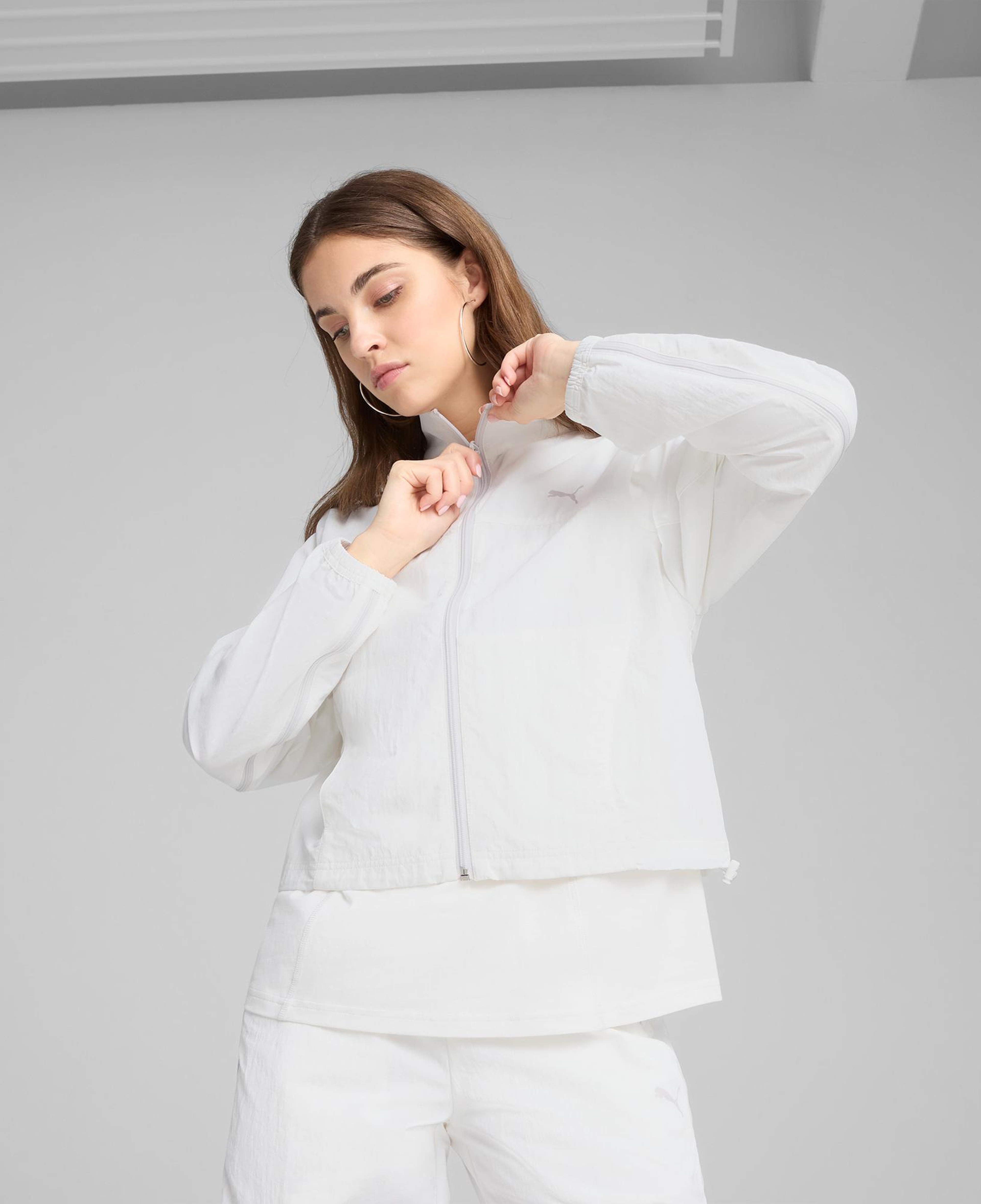 Puma Dare To Zip-Off Dokuma Kadın Beyaz Ceket