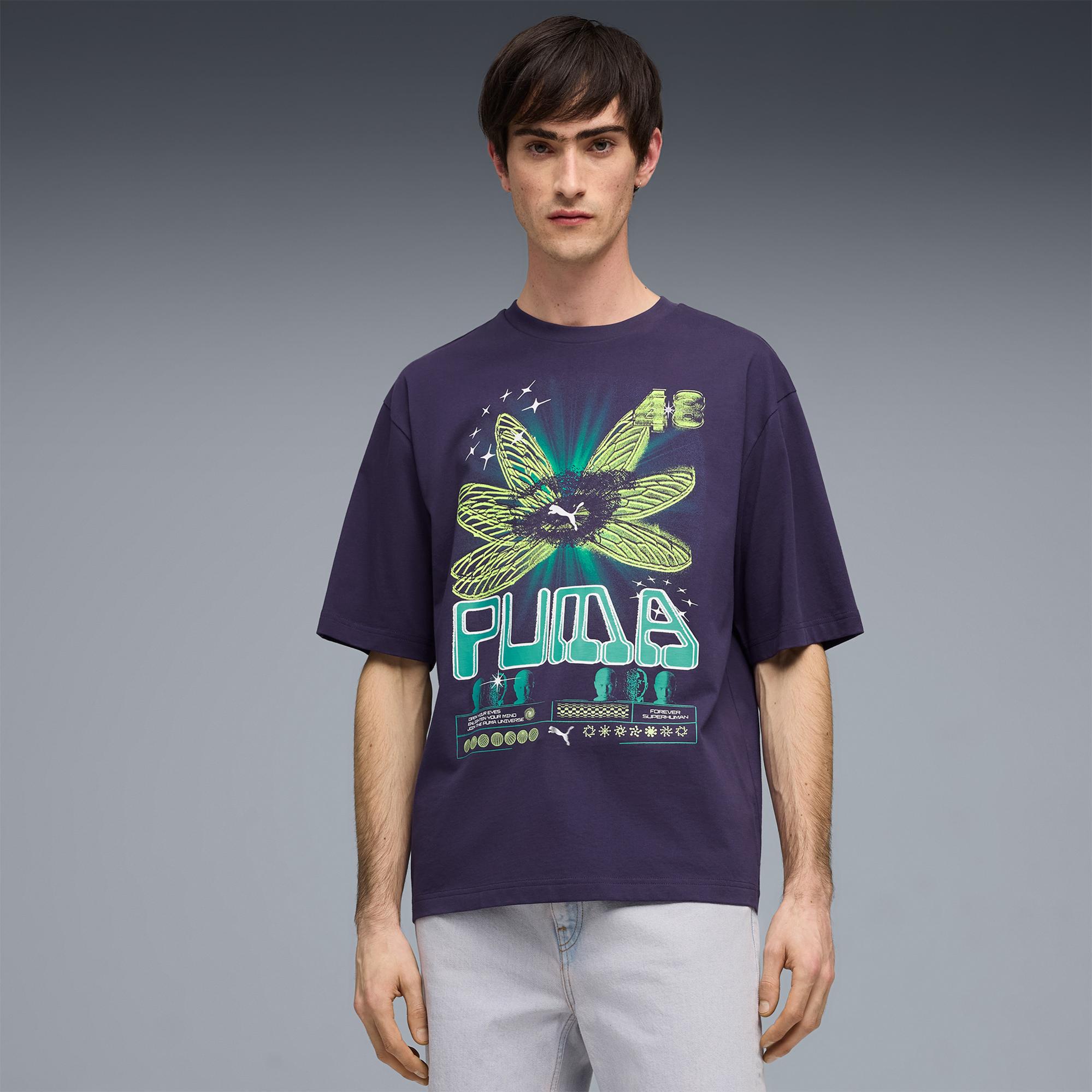 Puma Graphic  Erkek Mor T-Shirt