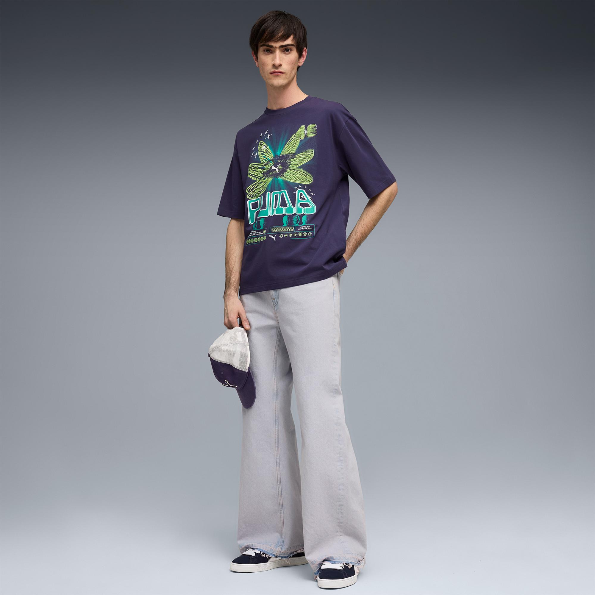 Puma Graphic  Erkek Mor T-Shirt