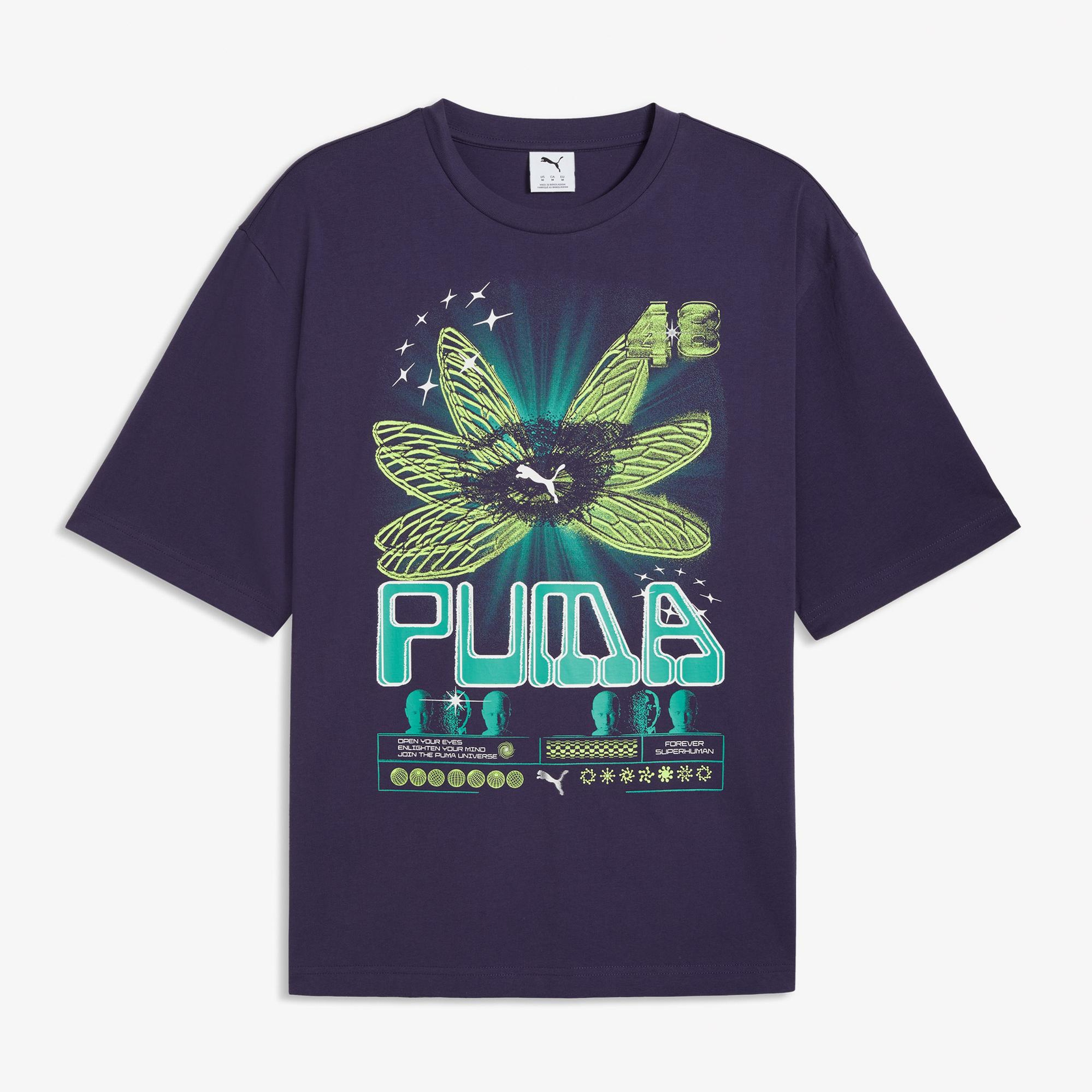 Puma Graphic  Erkek Mor T-Shirt