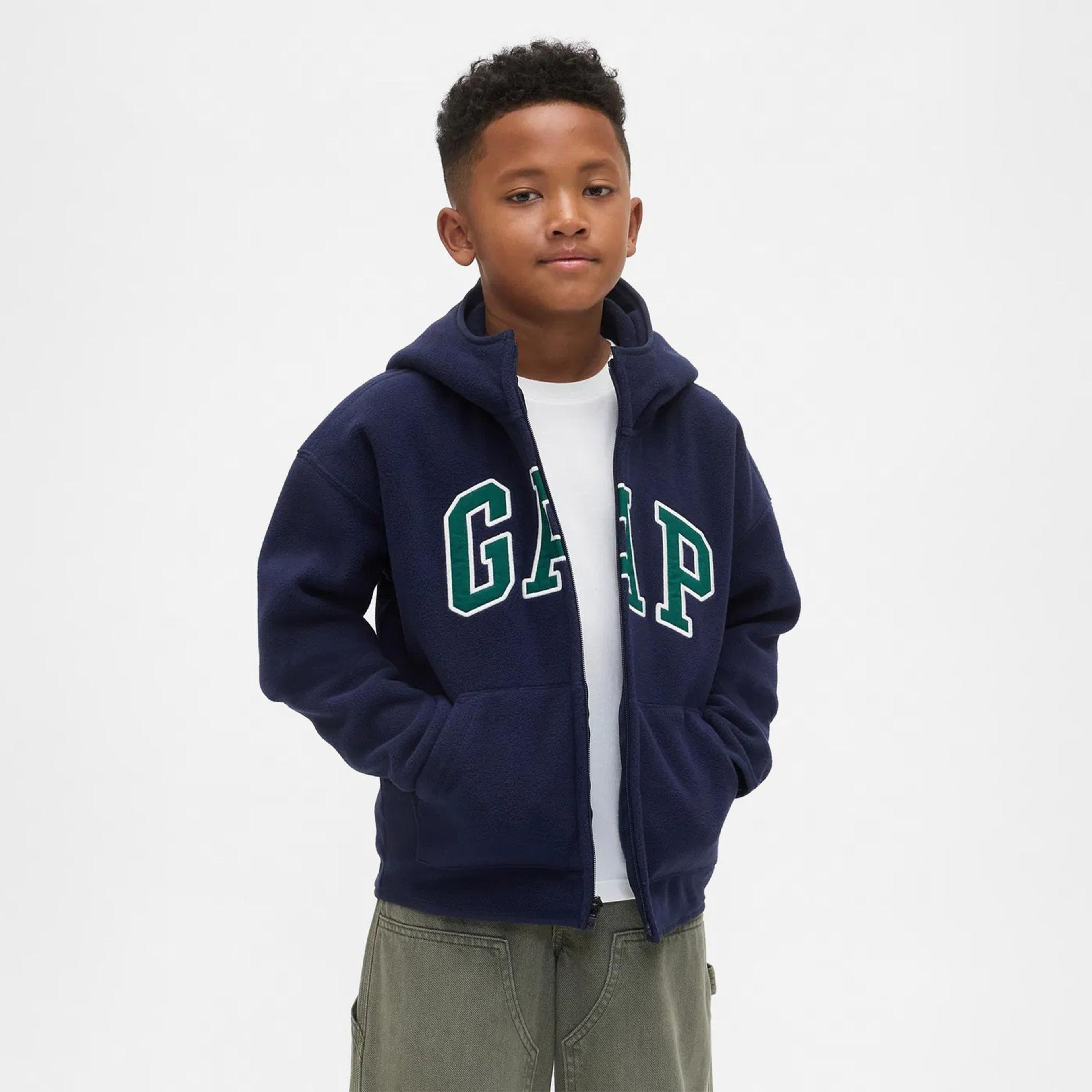 Gap Logo Vintagesoft Fermuarlı Çocuk Lacivert Sweatshirt