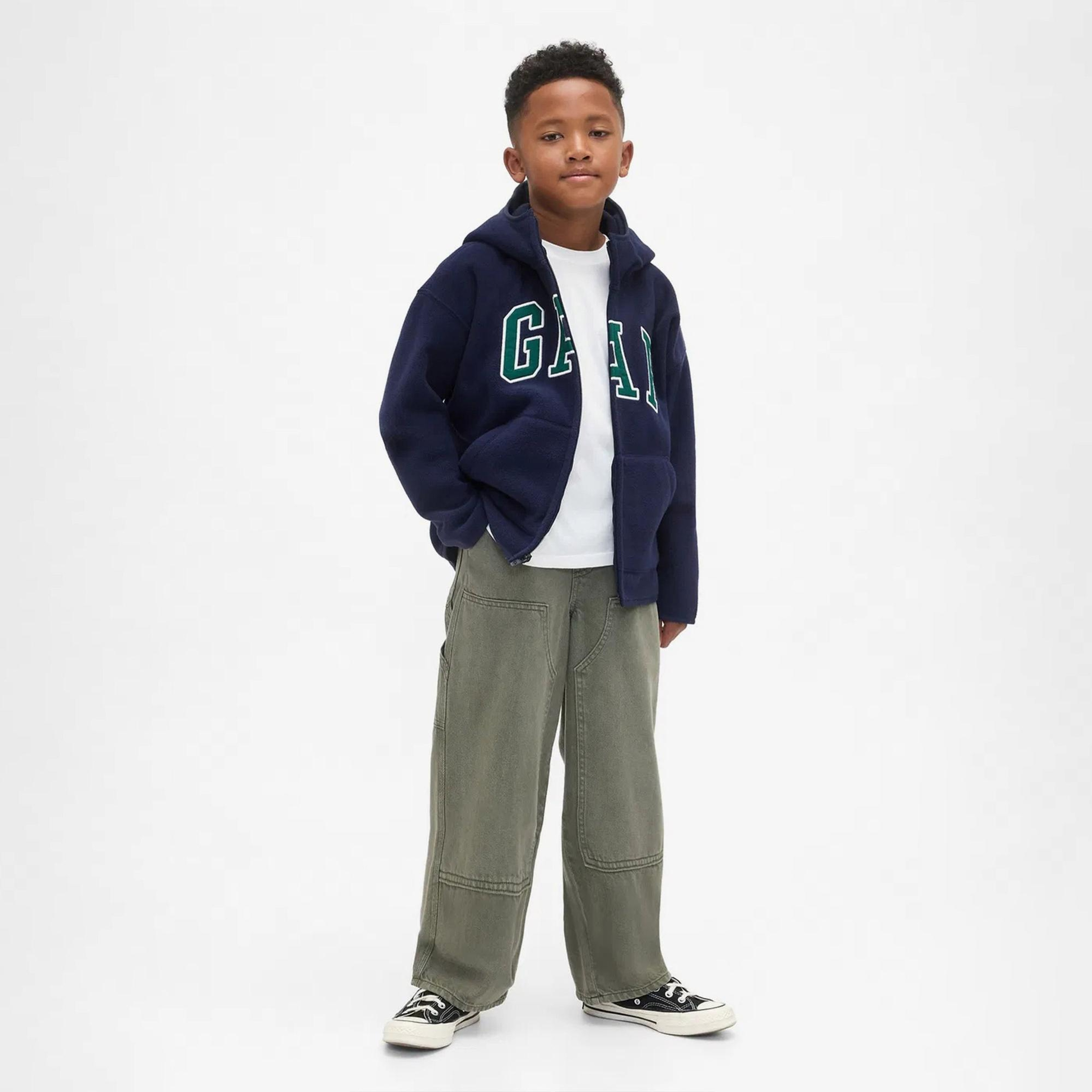 Gap Logo Vintagesoft Fermuarlı Çocuk Lacivert Sweatshirt