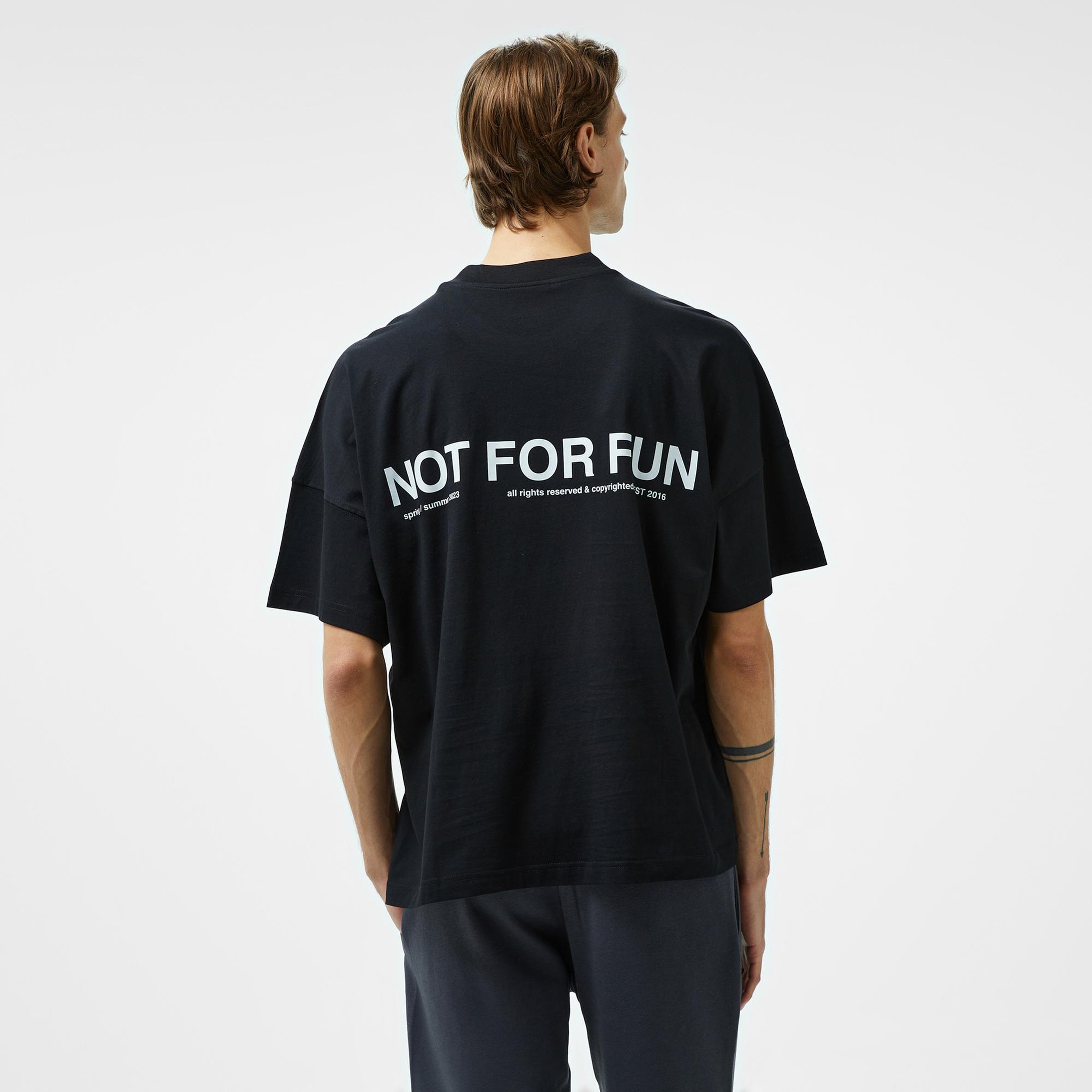 Forfun Not For Fun 001 Oversize Drop Shoulder Erkek Siyah T-Shirt