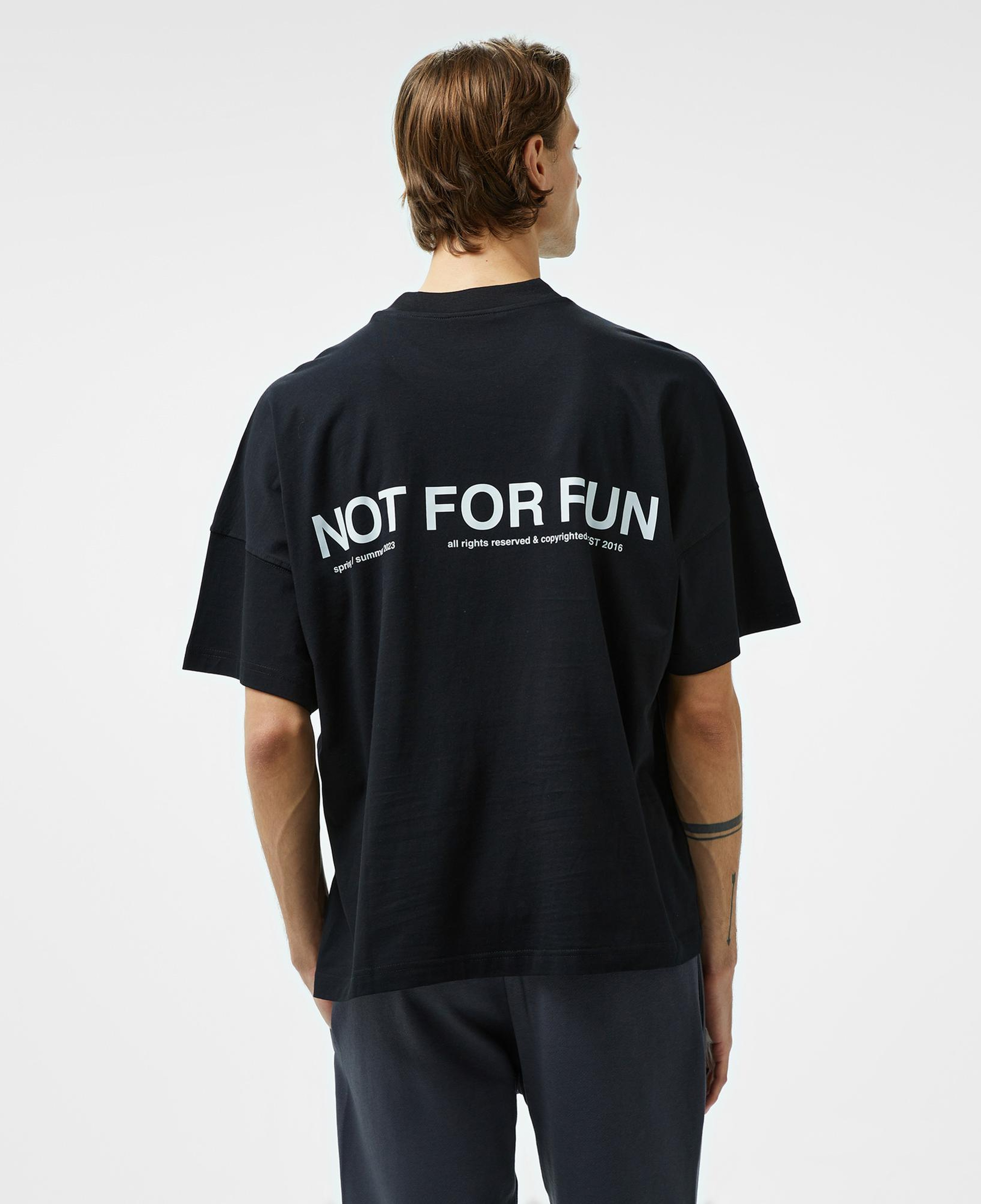 Forfun Not For Fun 001 Oversize Drop Shoulder Erkek Siyah T-Shirt