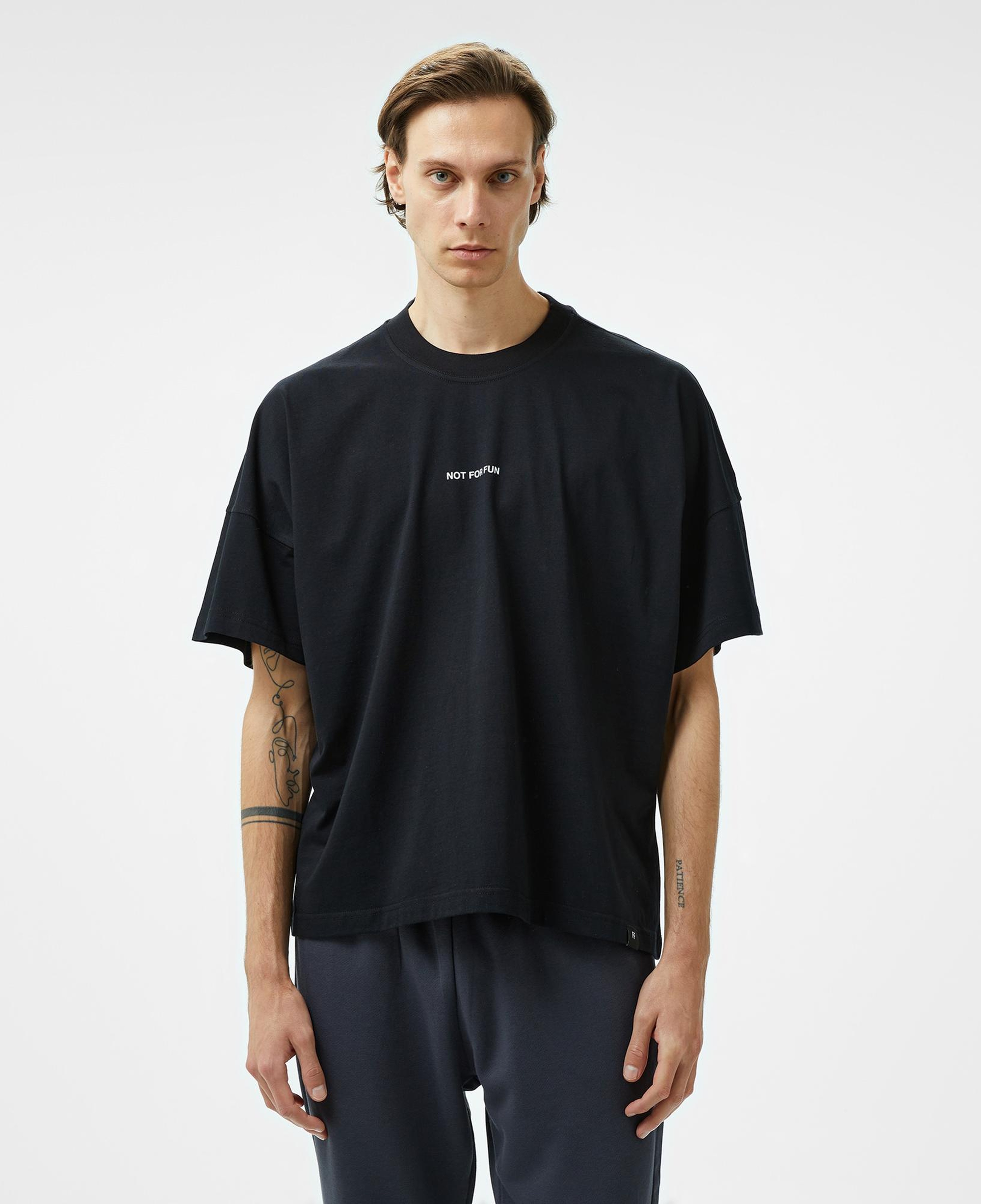 Forfun Not For Fun 001 Oversize Drop Shoulder Erkek Siyah T-Shirt