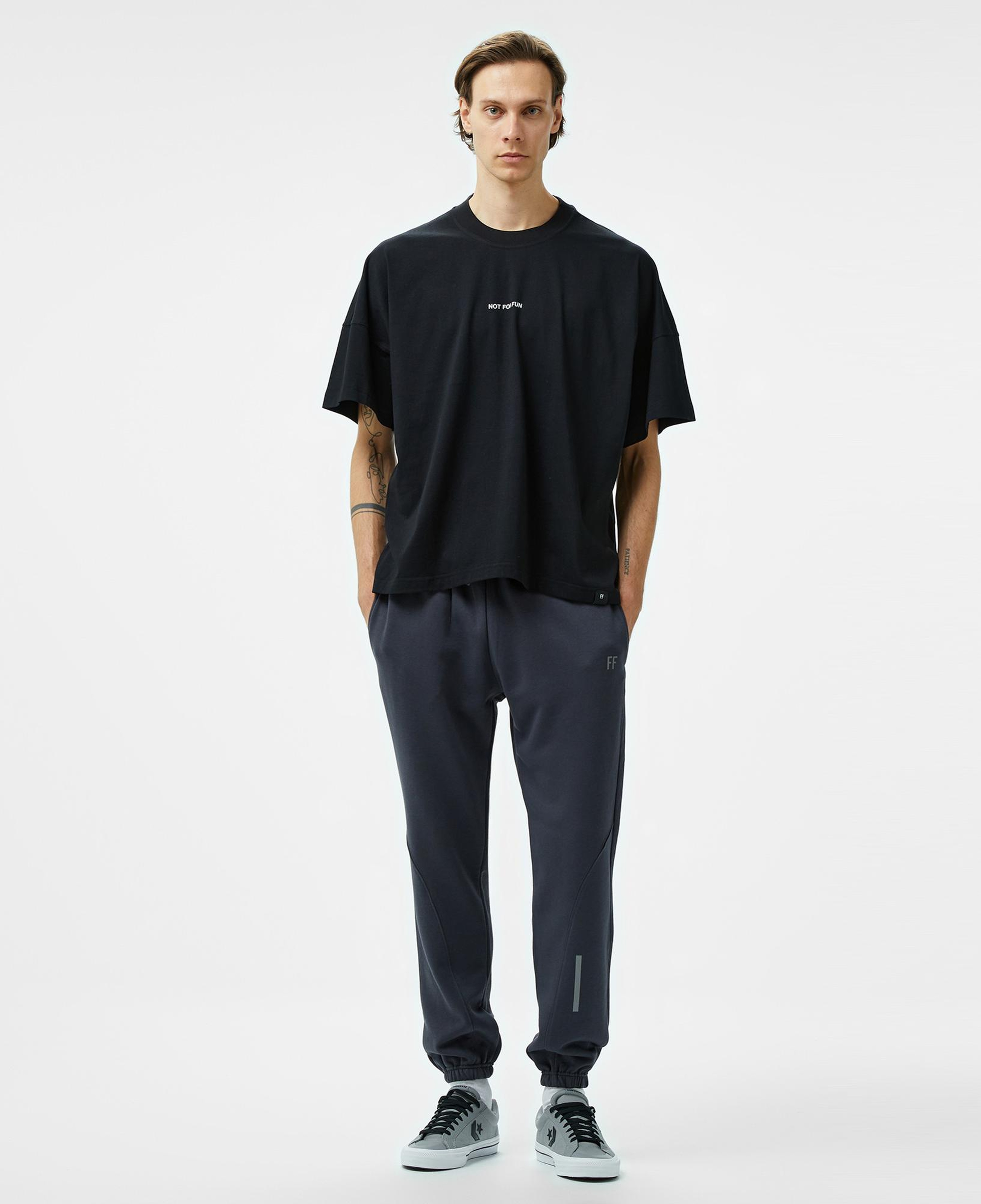 Forfun Not For Fun 001 Oversize Drop Shoulder Erkek Siyah T-Shirt