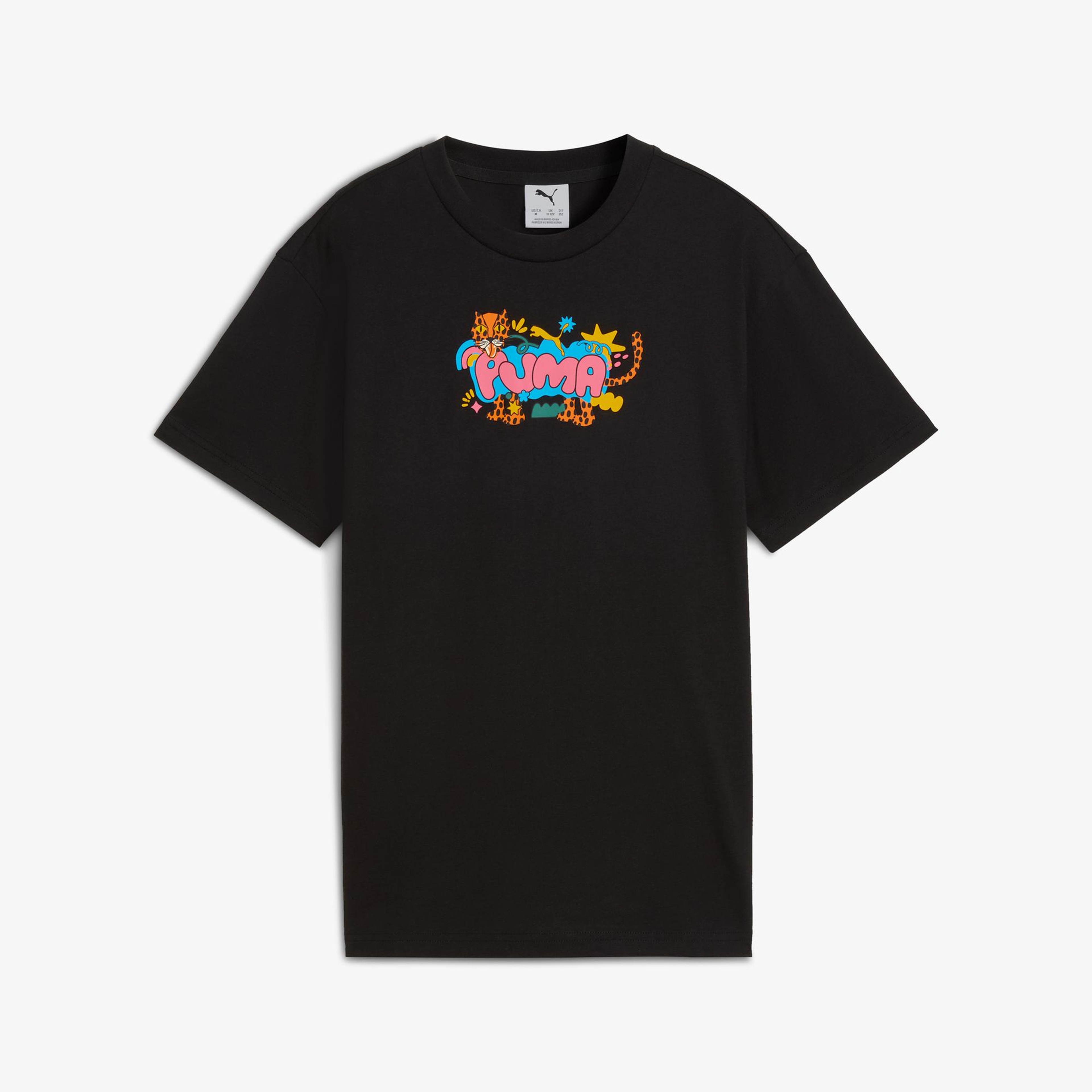 Puma Graphic Leopard Çocuk Siyah T-Shirt