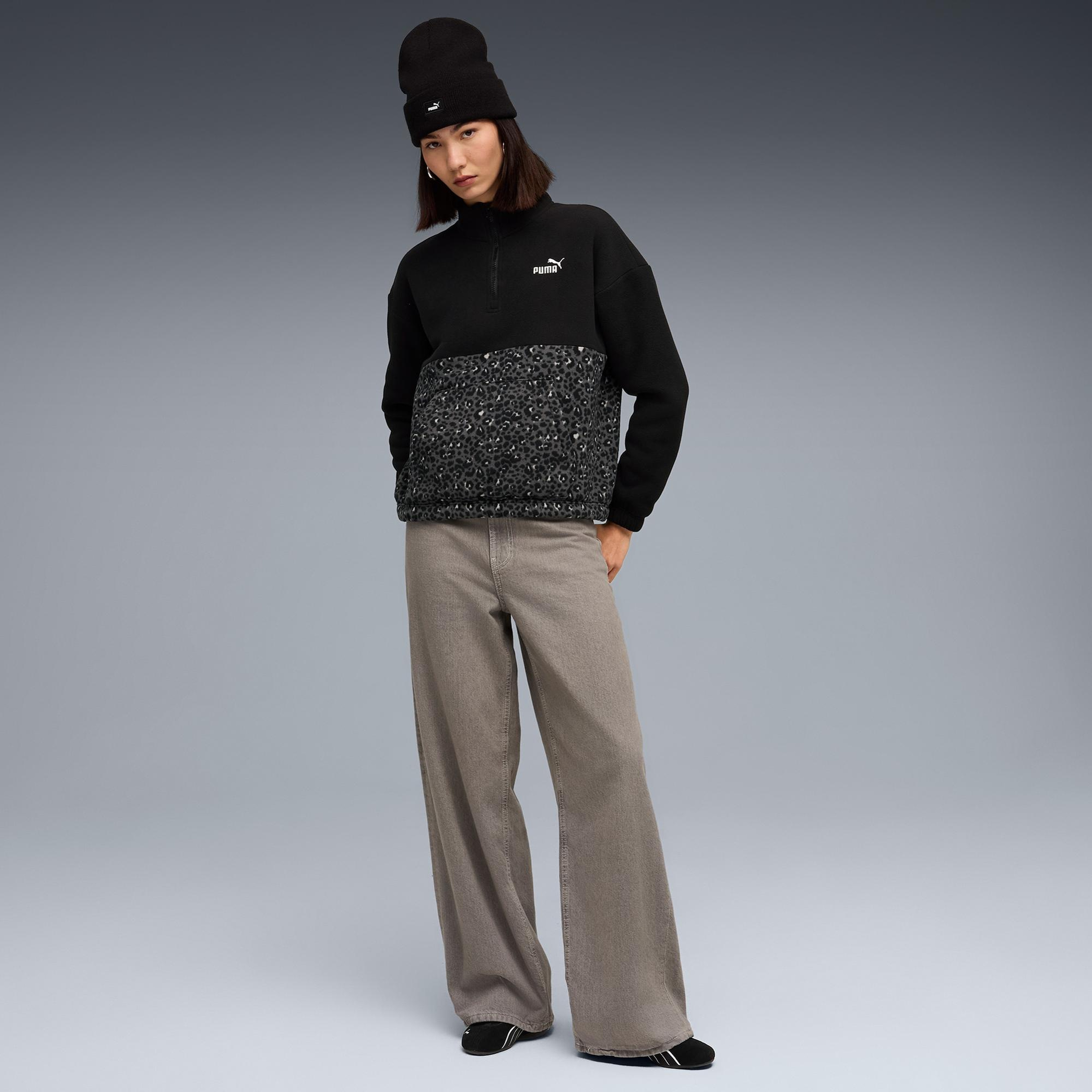 Puma Essentials Animal Crew Kadın Siyah Sweatshirt