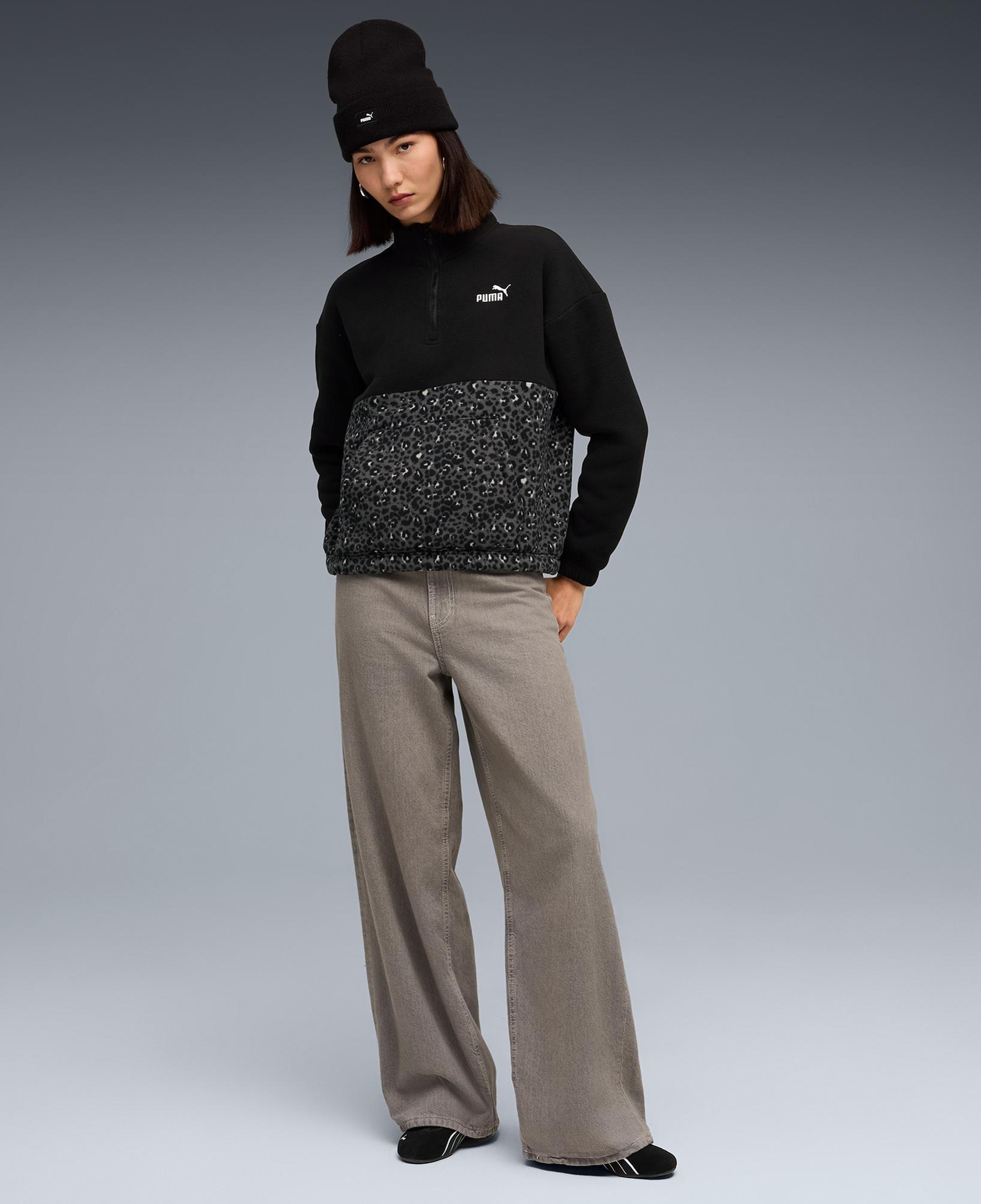 Puma Essentials Animal Crew Kadın Siyah Sweatshirt