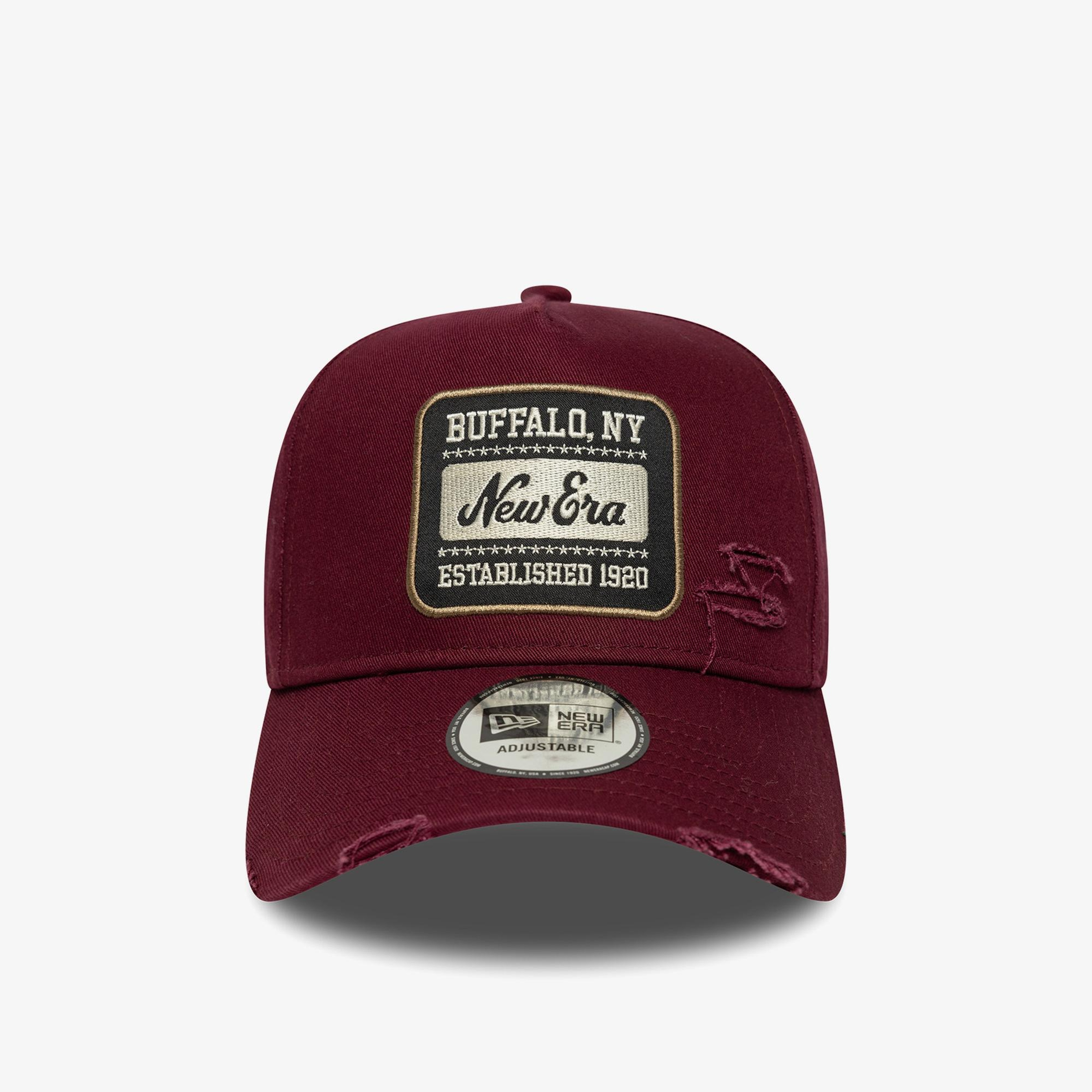 New Era Patch Distressed Wash Eframe Unisex Bordo Şapka