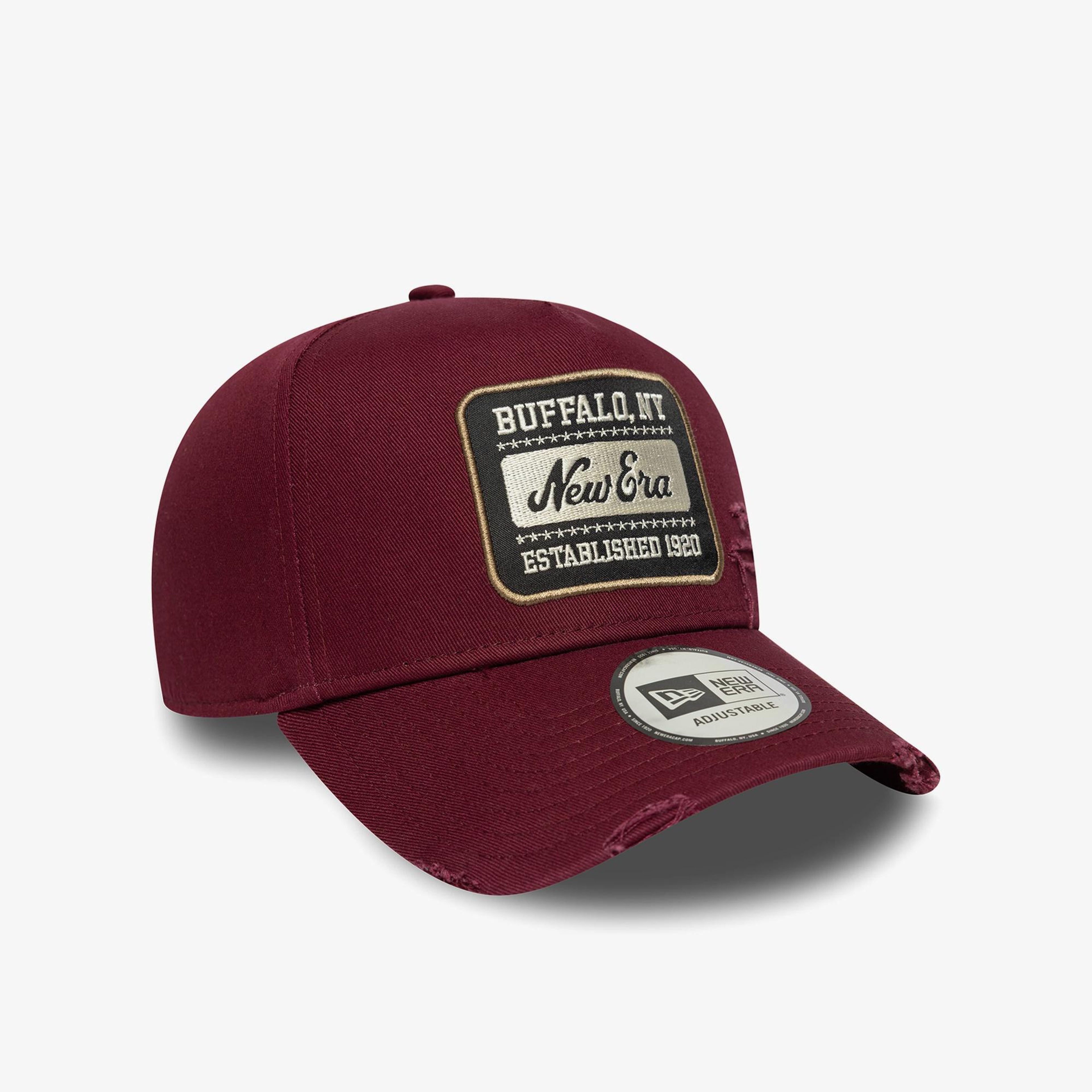 New Era Patch Distressed Wash Eframe Unisex Bordo Şapka