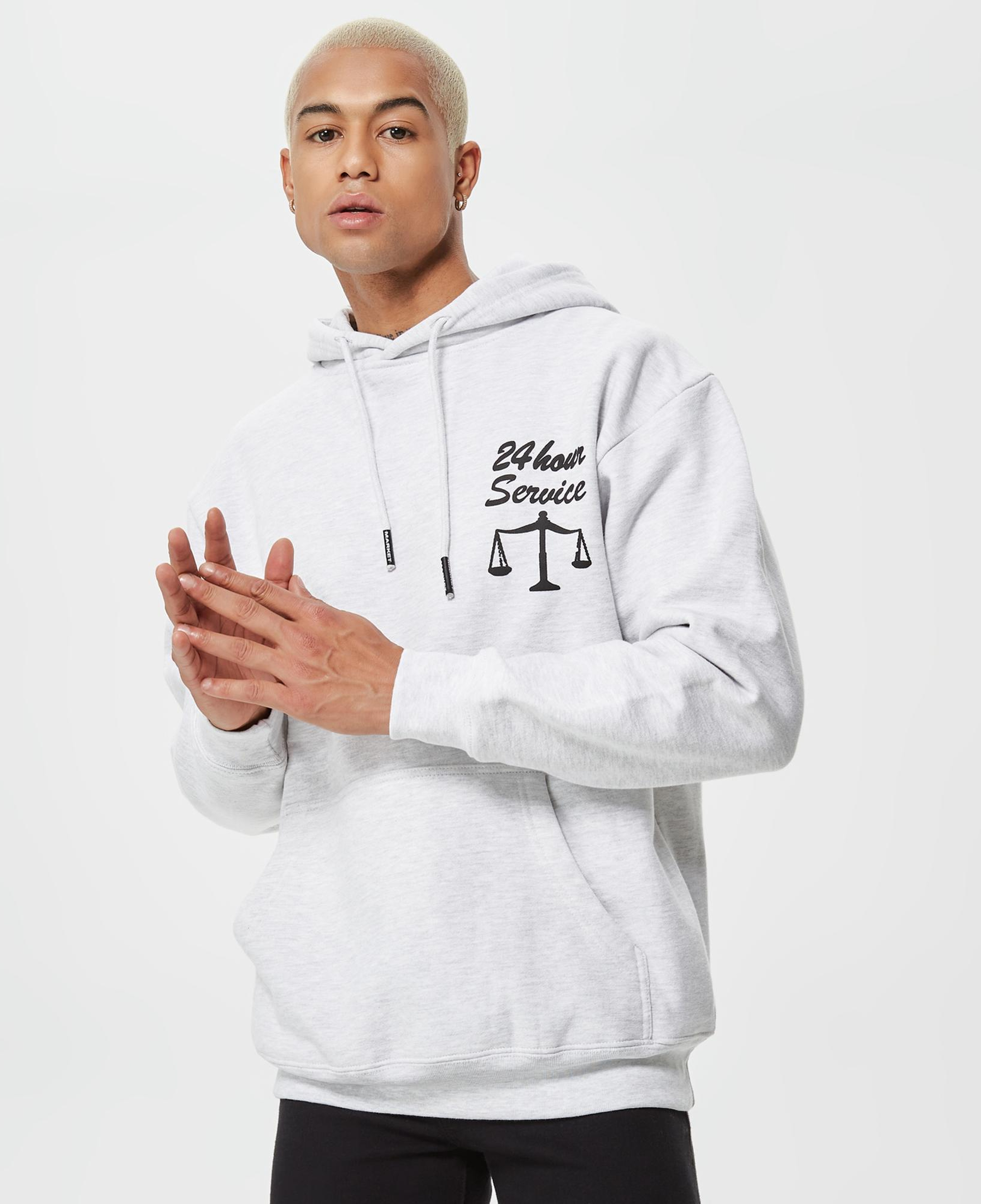 Market Smiley Mosaic Erkek Beyaz Hoodie