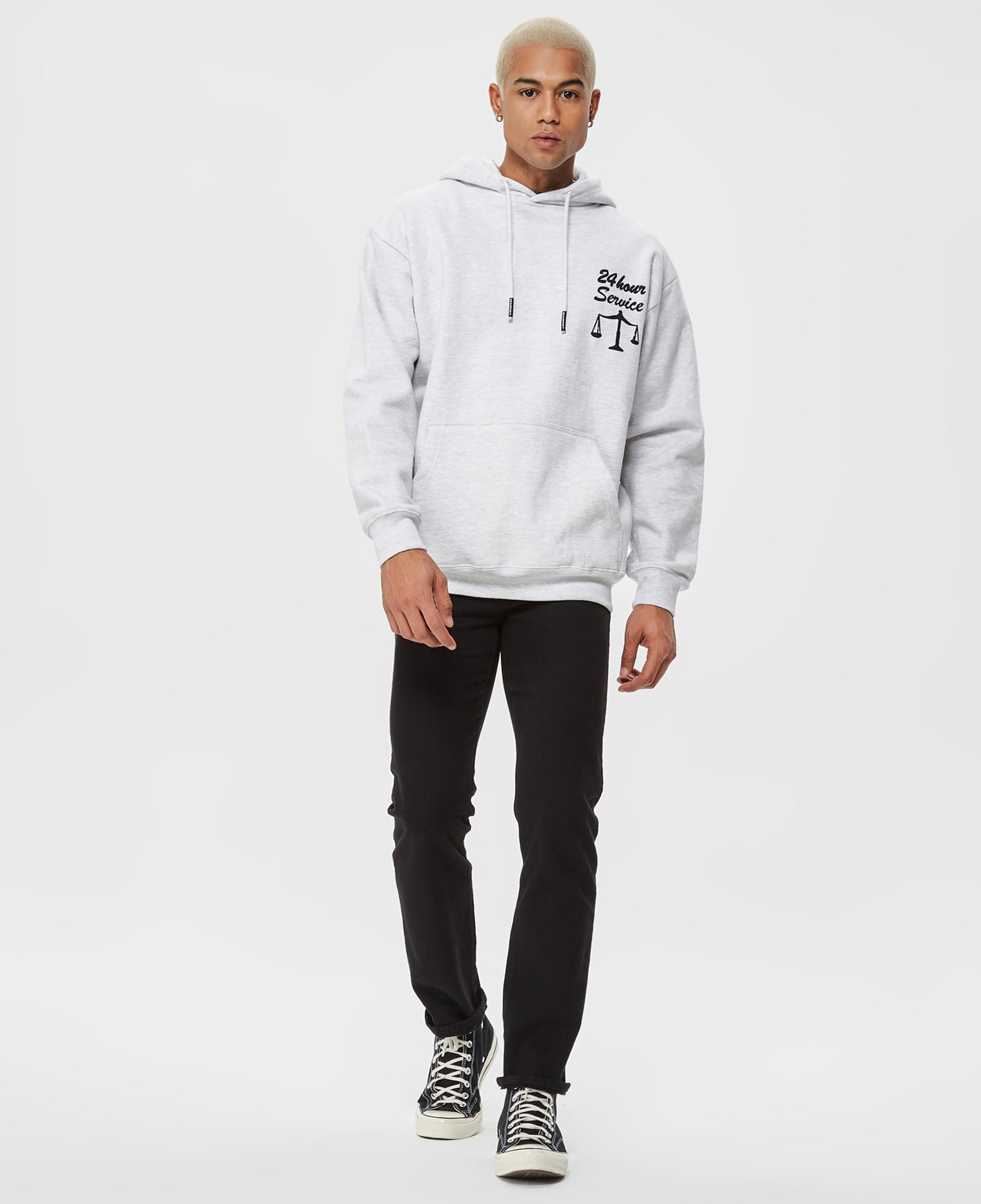 Market Smiley Mosaic Erkek Beyaz Hoodie