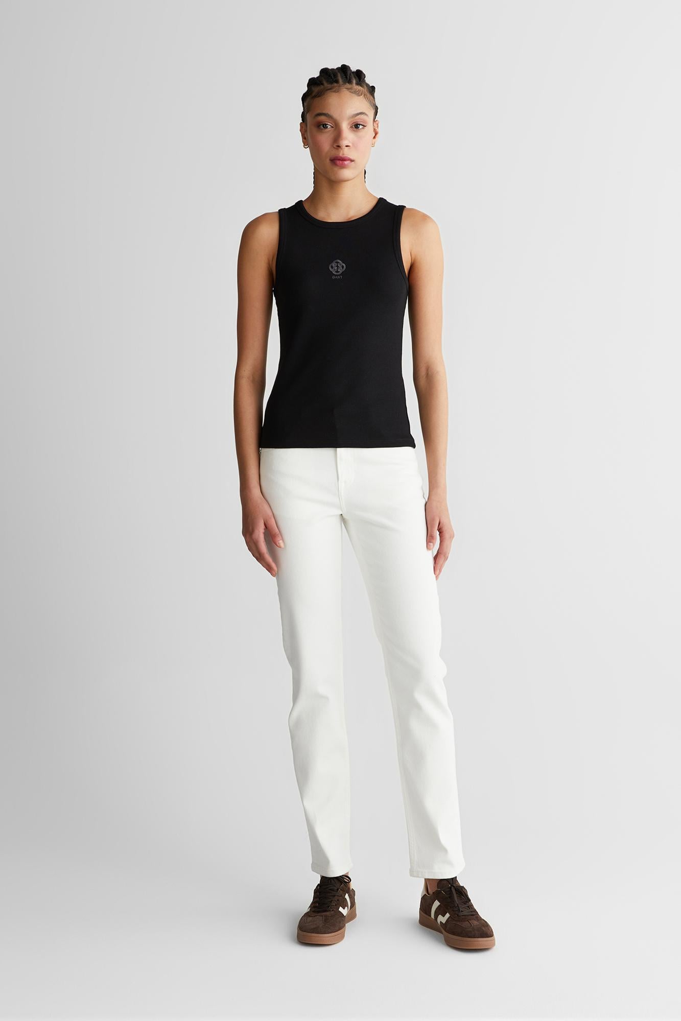 GANT Kadın Siyah Bisiklet Yaka Regular Fit T-Shirt