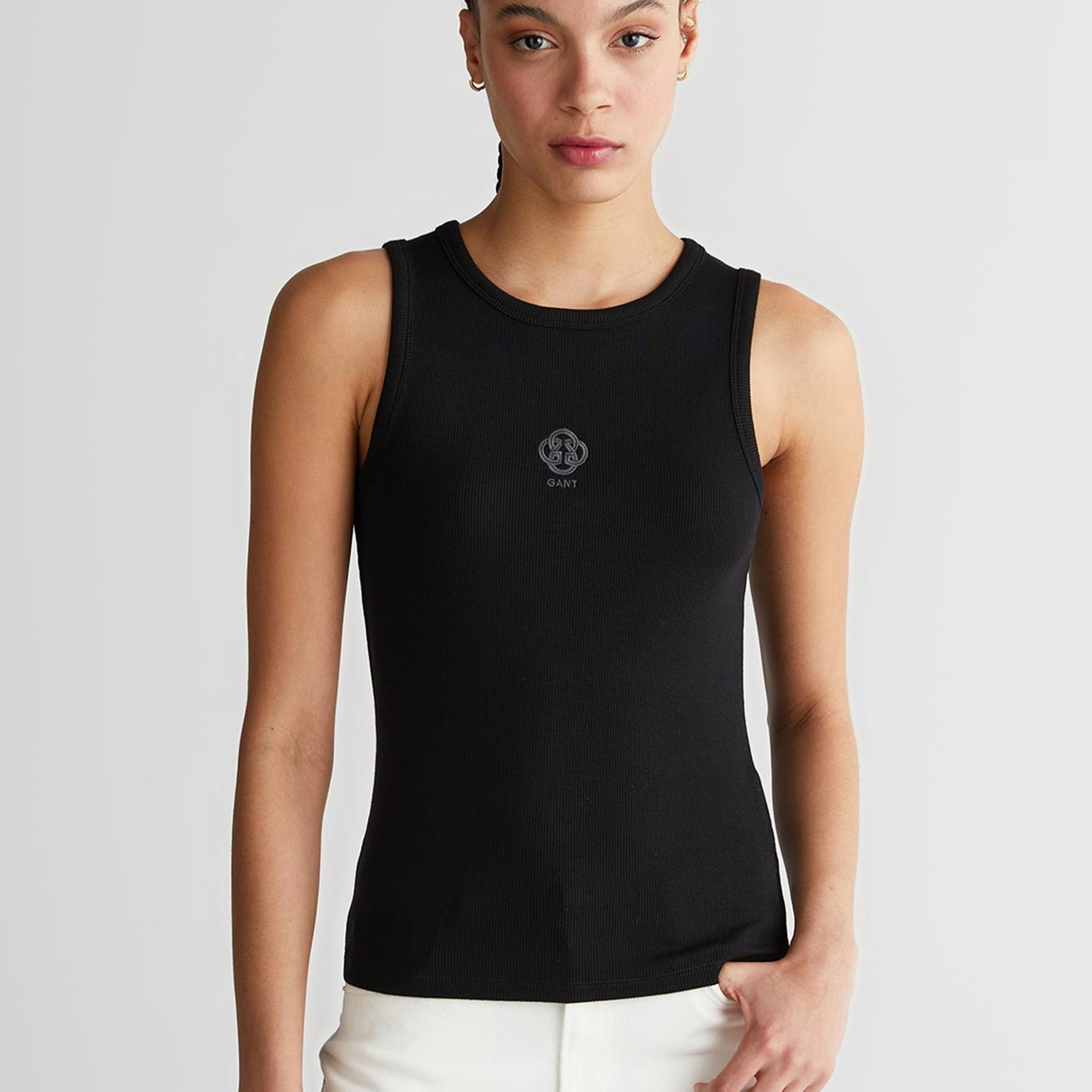 GANT Kadın Siyah Bisiklet Yaka Regular Fit T-Shirt