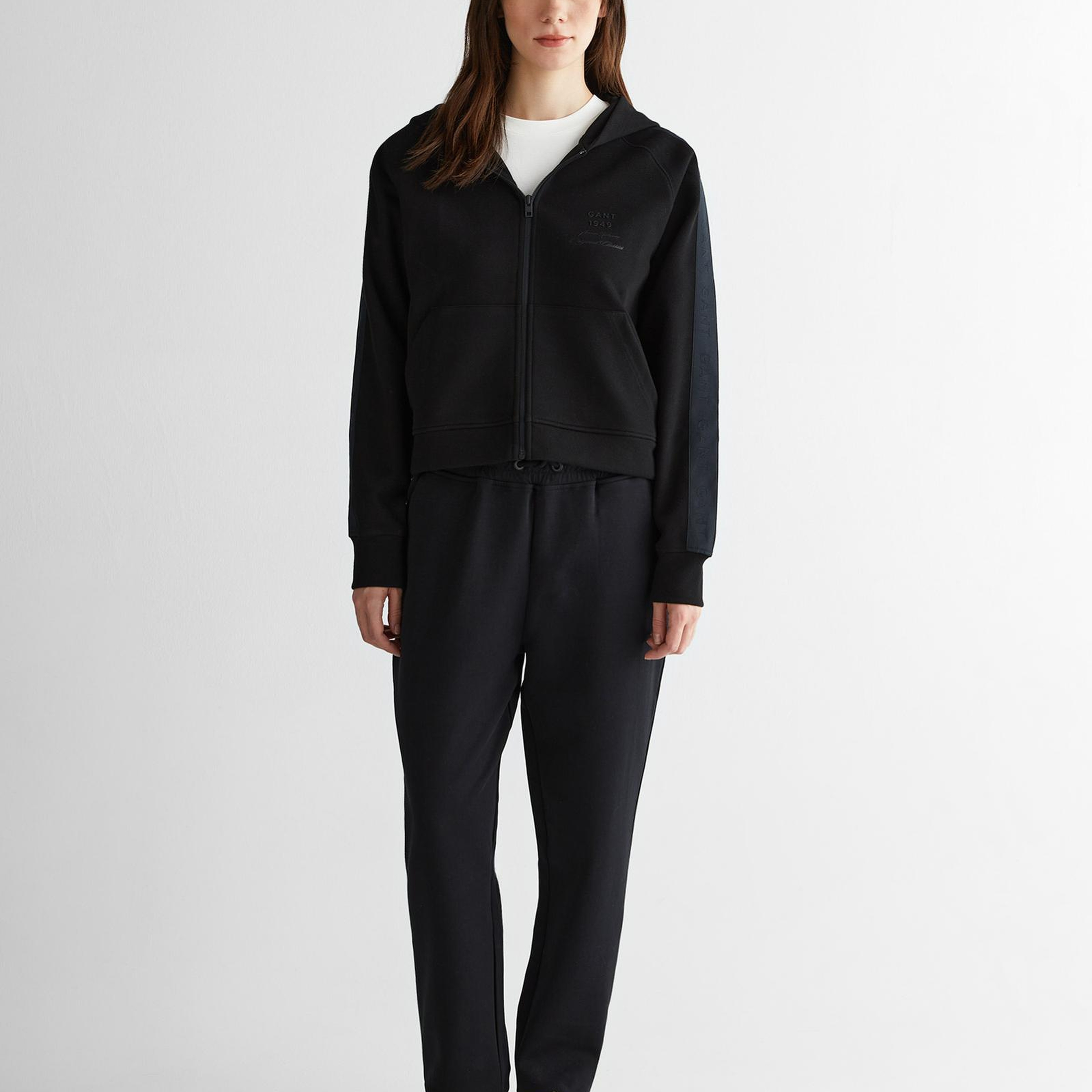 GANT Kadın Siyah Fermuarlı Kapüşonlu Sweatshirt