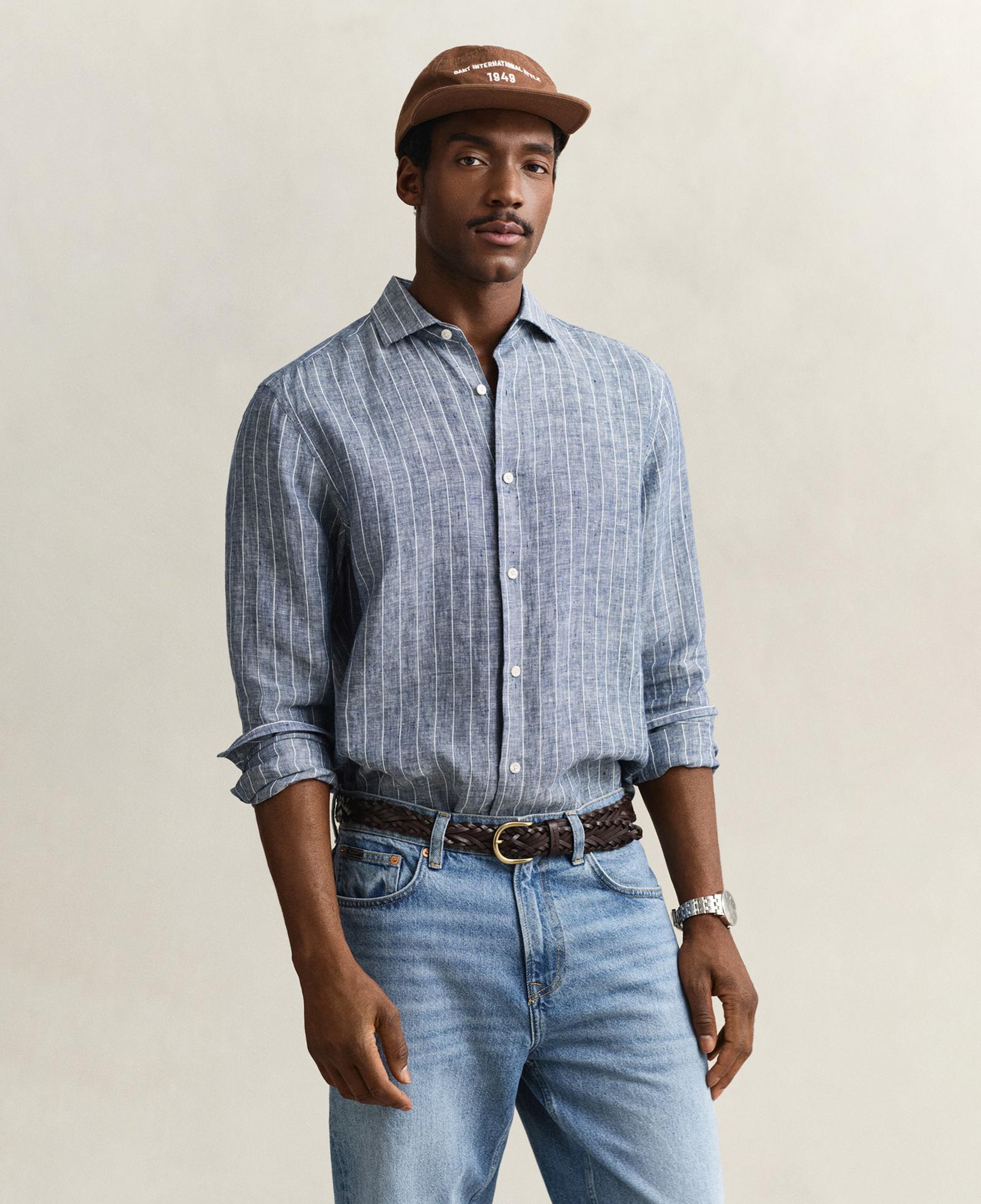 GANT Erkek Mavi Regular Fit Çizgili Gömlek