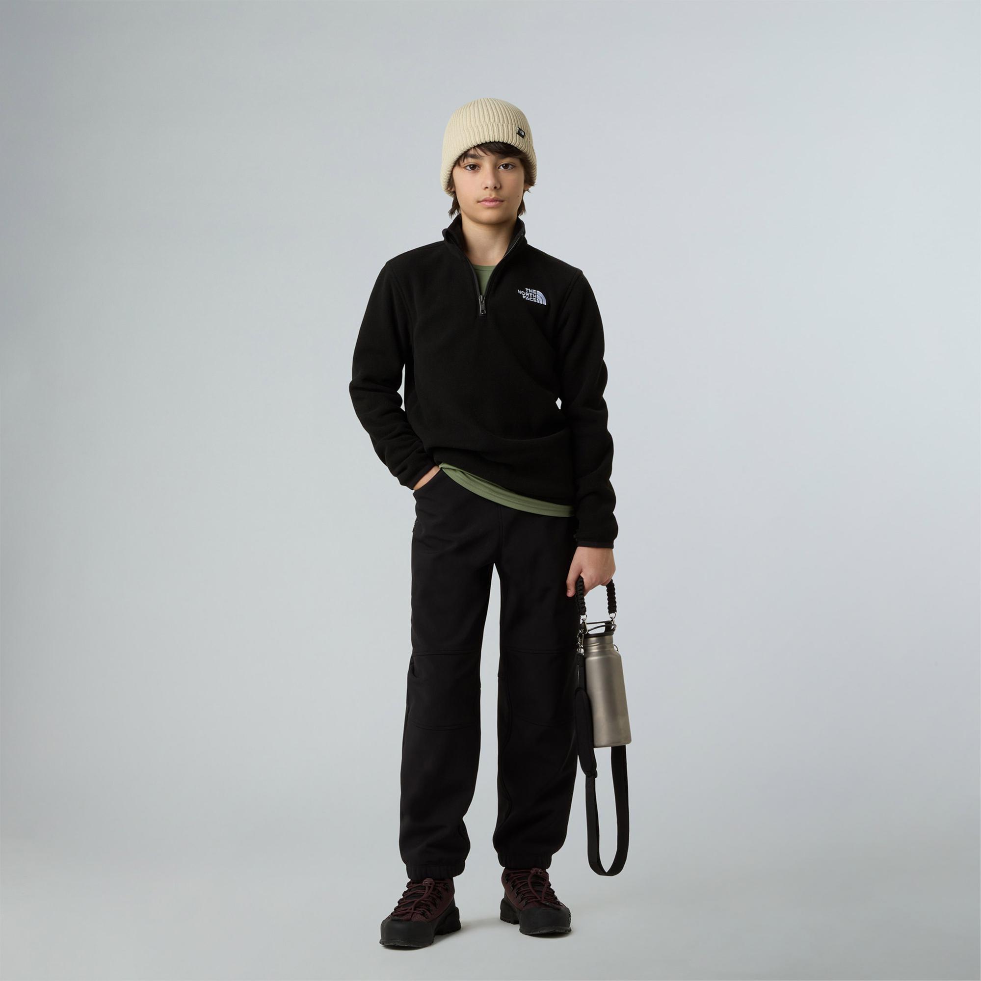 The North Face Teen Glacier 1/4 Zip Pullover Çocuk Siyah Polar Ceket