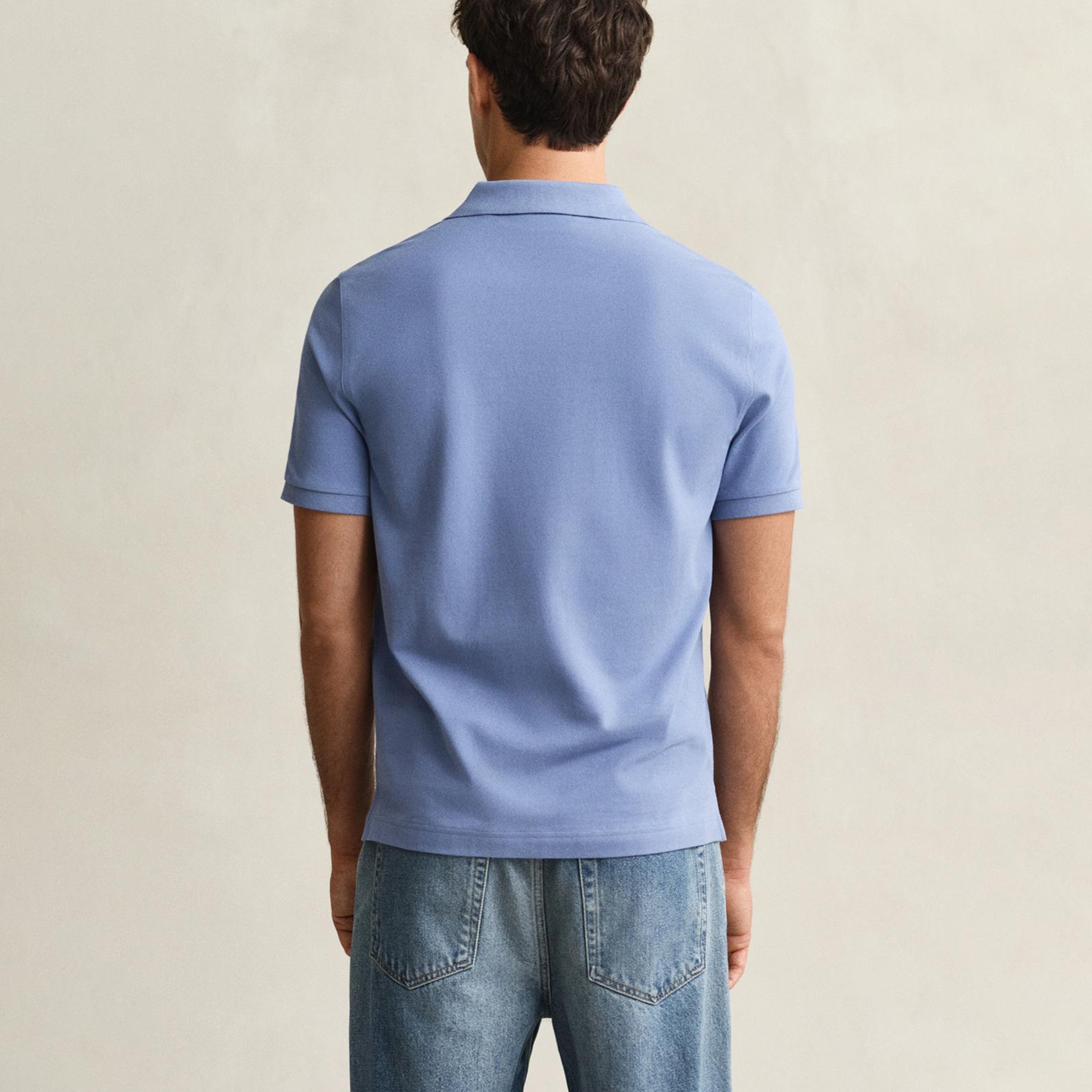 GANT Erkek Mavi Regular Fit Logolu Polo Yaka T-Shirt