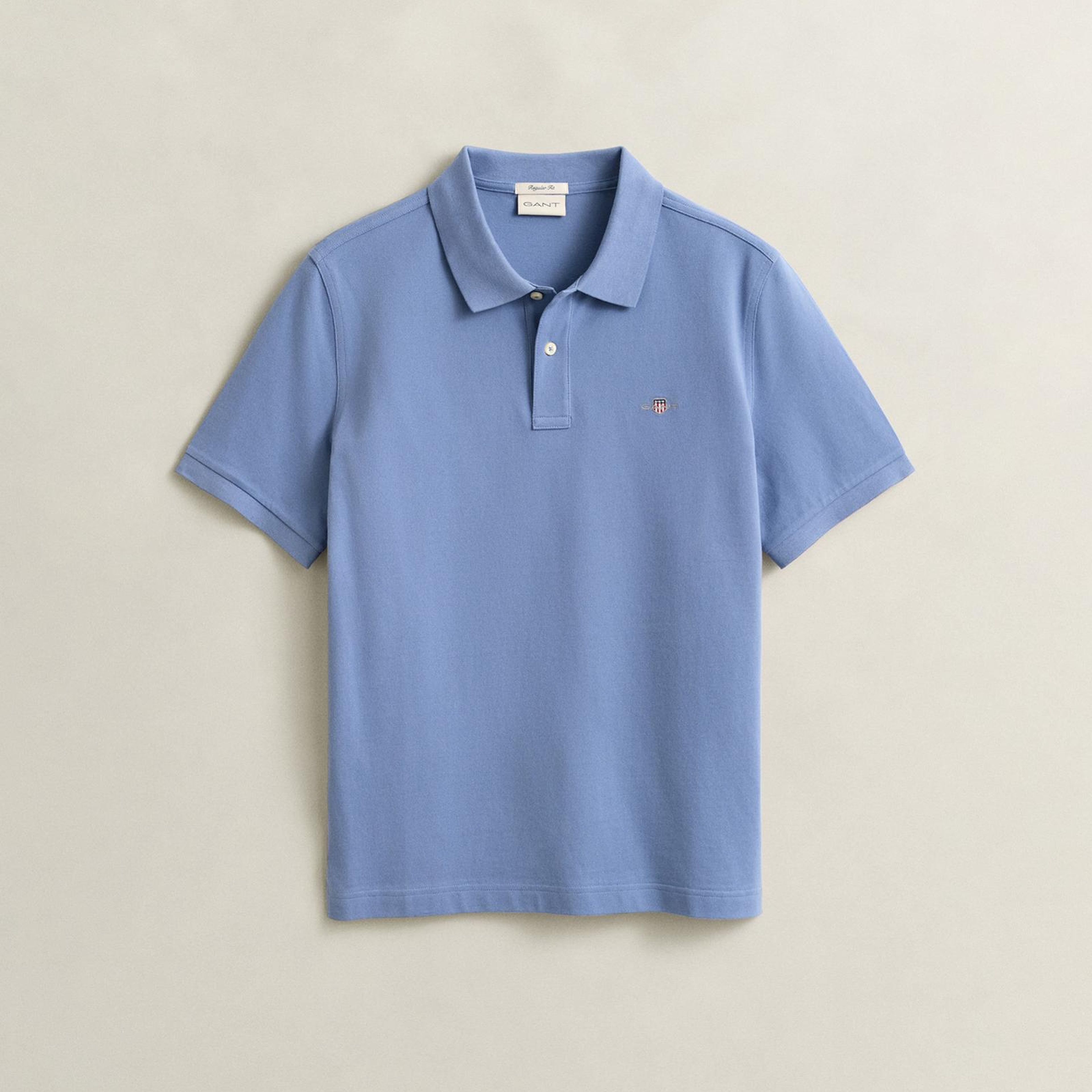GANT Erkek Mavi Regular Fit Logolu Polo Yaka T-Shirt