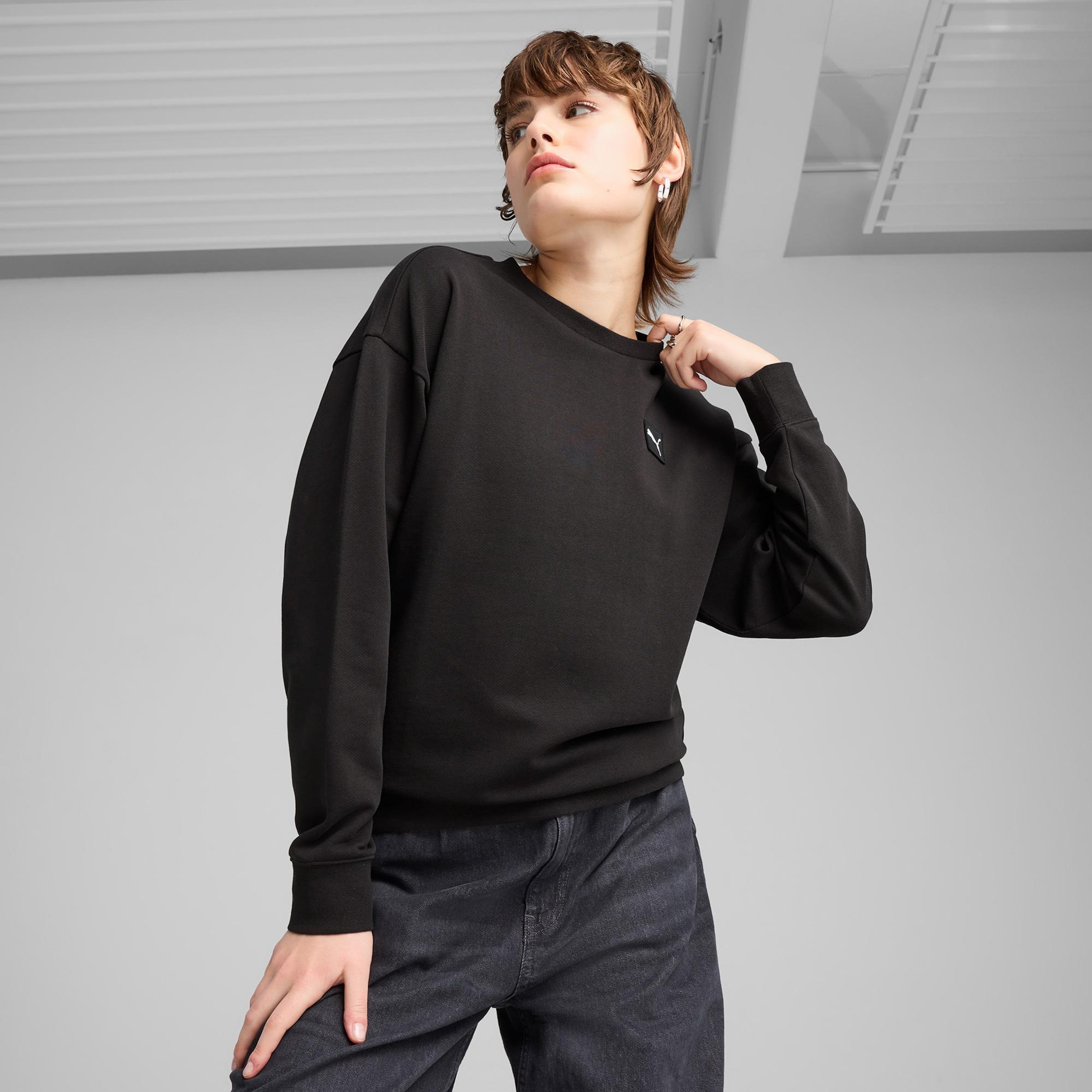 Puma Elevated Essentials Comfort Crew Kadın Siyah Sweatshirt
