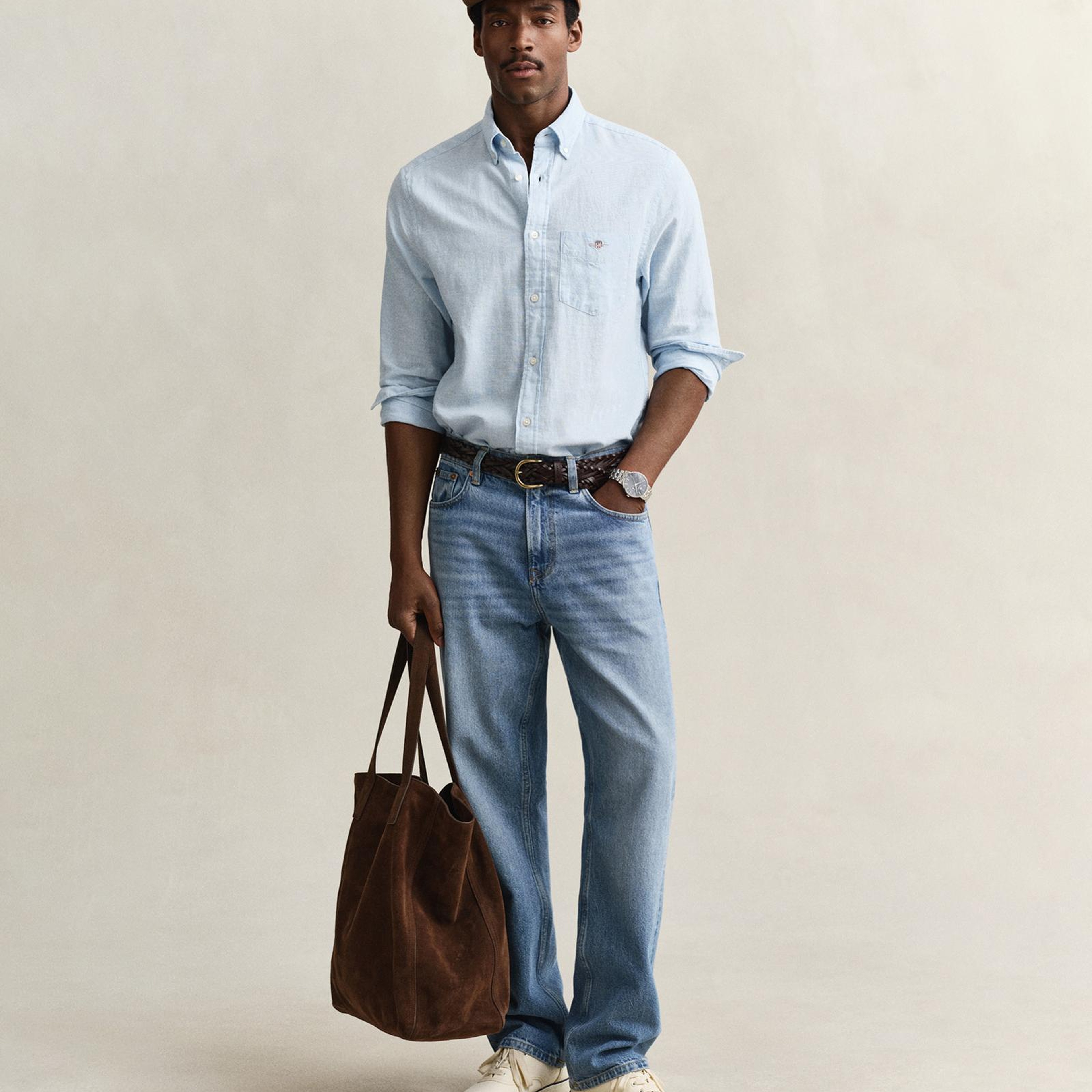 GANT Erkek Mavi Regular Fit Logolu Gömlek