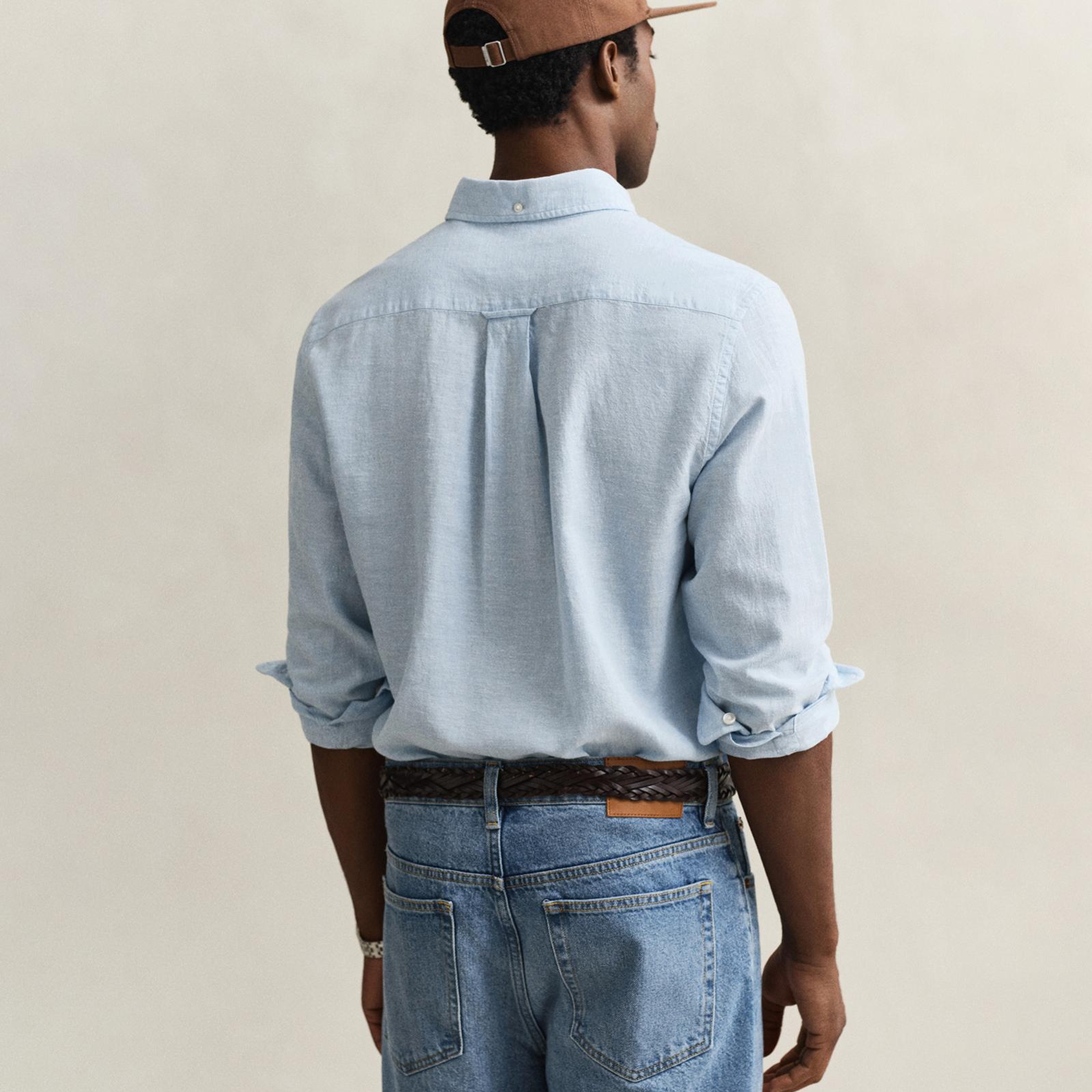 GANT Erkek Mavi Regular Fit Logolu Gömlek