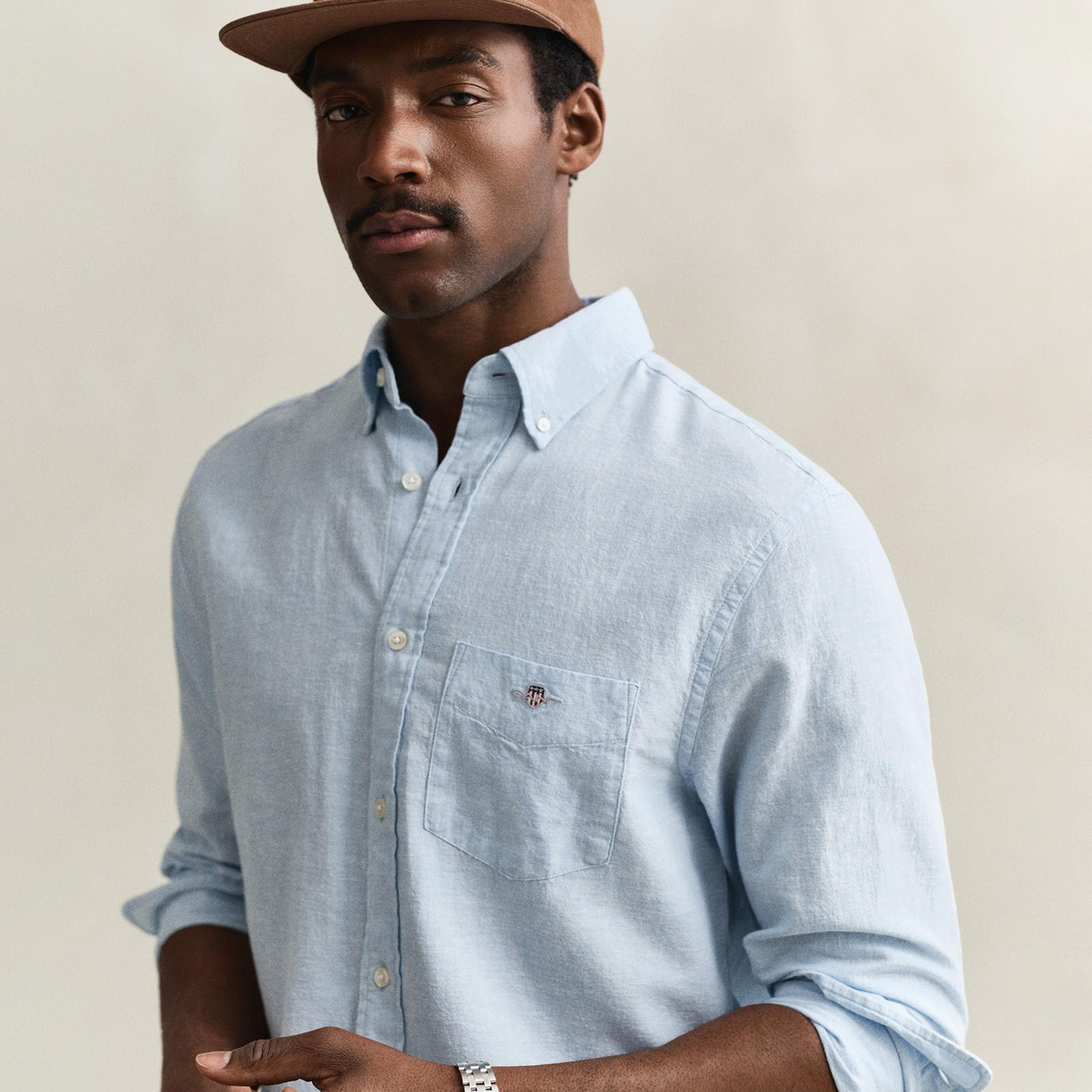 GANT Erkek Mavi Regular Fit Logolu Gömlek
