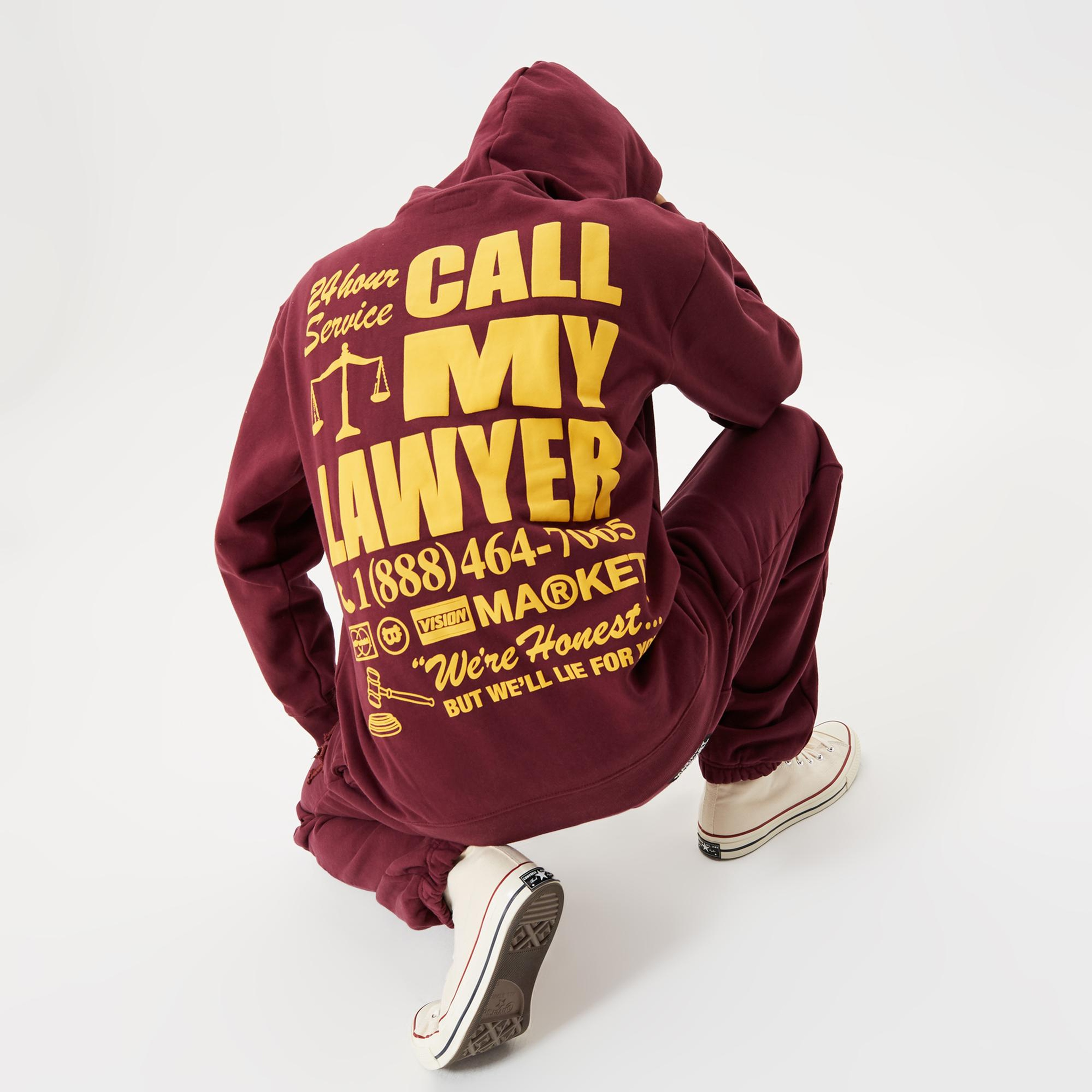 Market 24 Hr Lawyer Service Erkek Bordo Hoodie