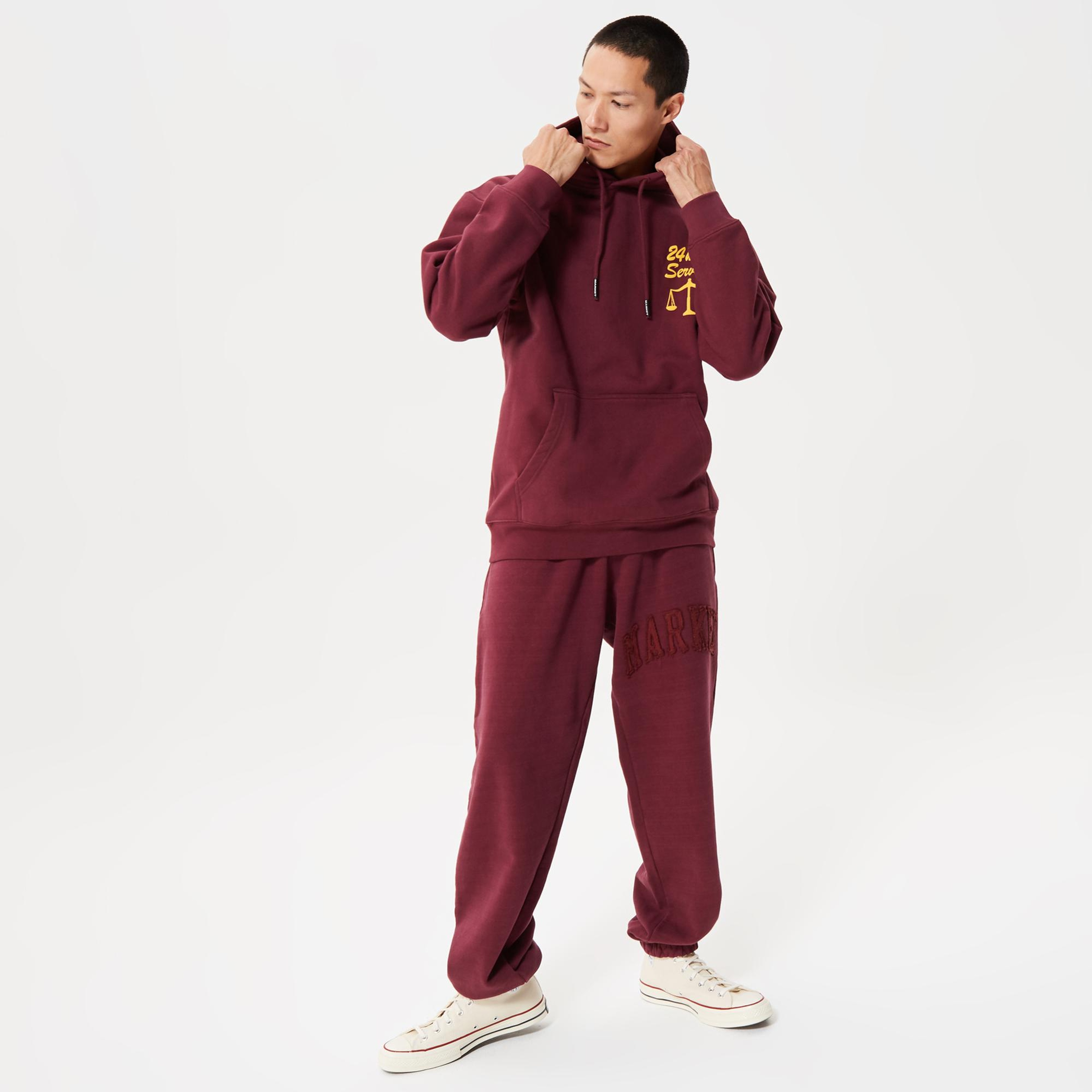 Market 24 Hr Lawyer Service Erkek Bordo Hoodie