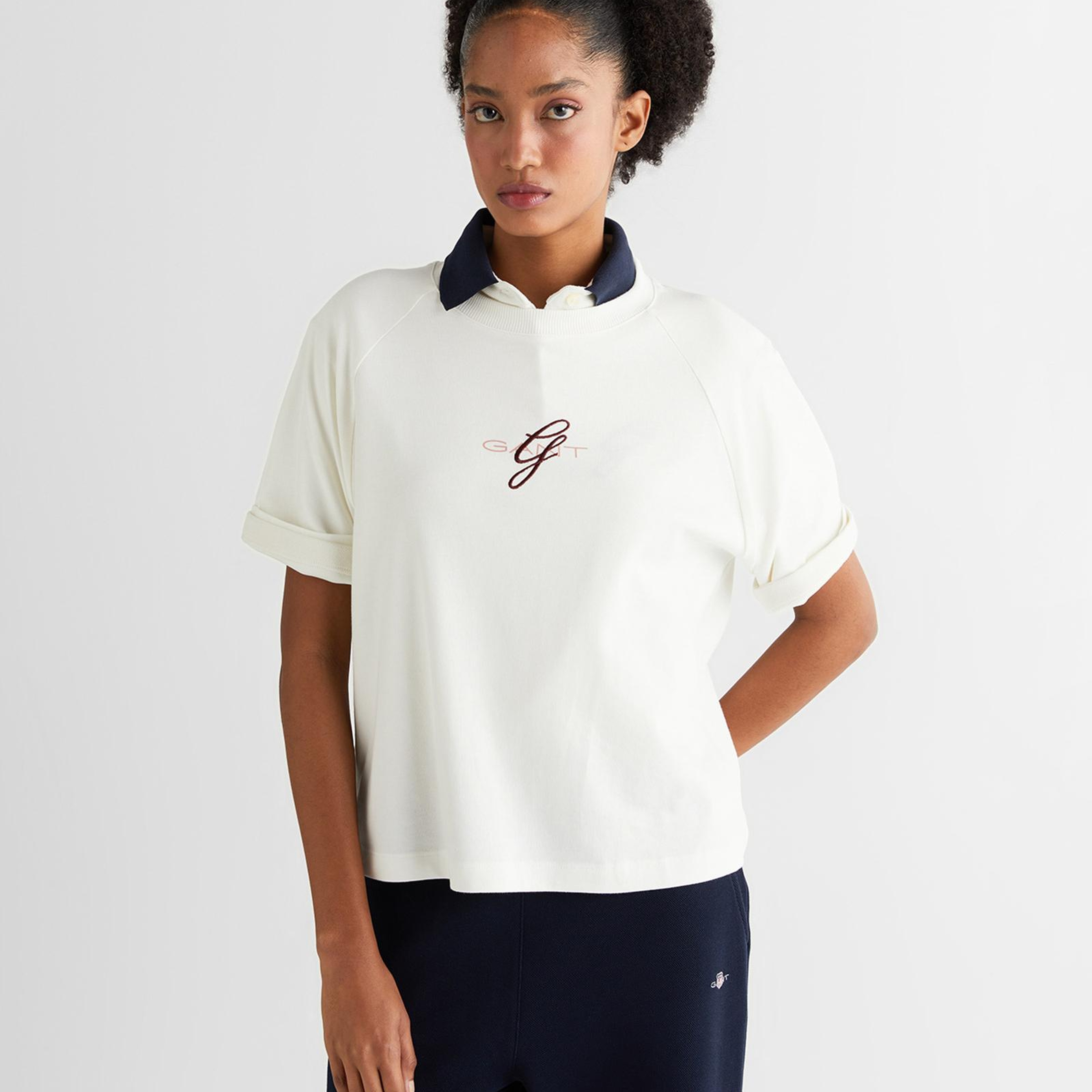 GANT Kadın Krem Relaxed Fit T-Shirt