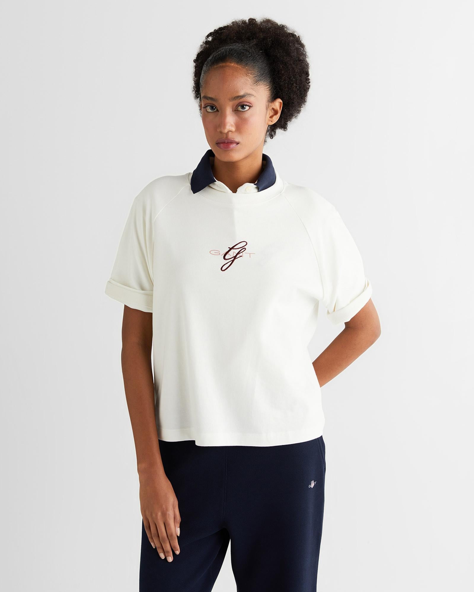 GANT Kadın Krem Relaxed Fit T-Shirt